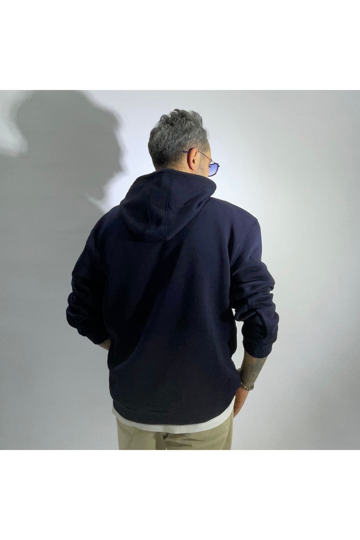 Basic Erkek Hoodie - lacivert