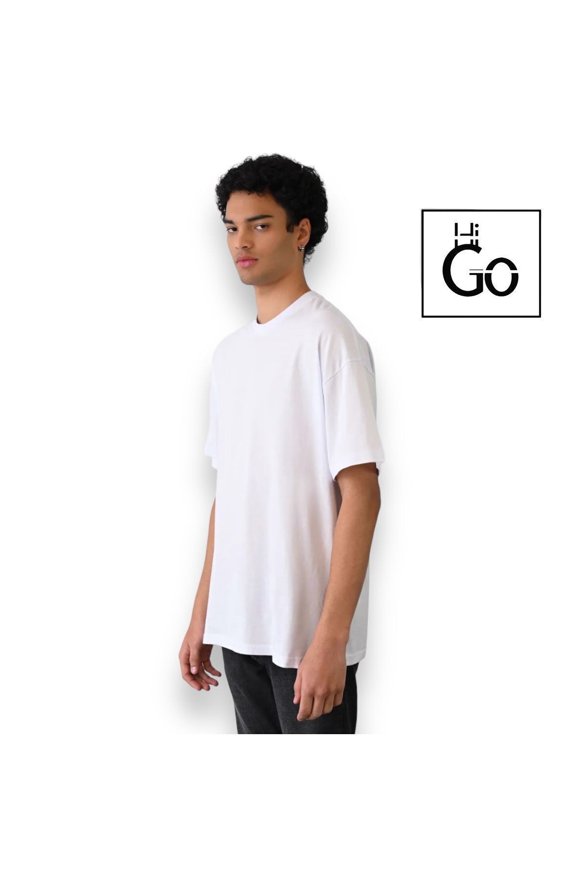 Oversize Basic Erkek T-Shirt - beyaz