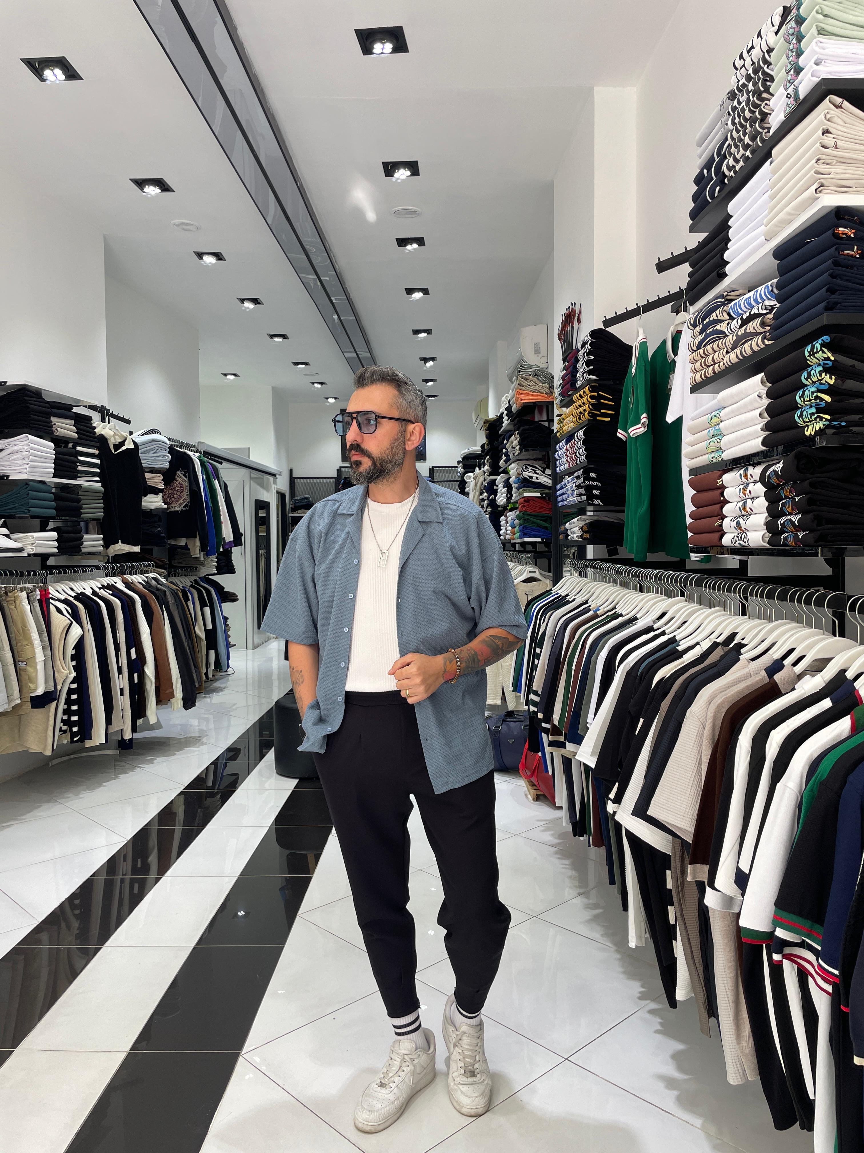 Kısa Kollu Erkek Oversize Gömlek