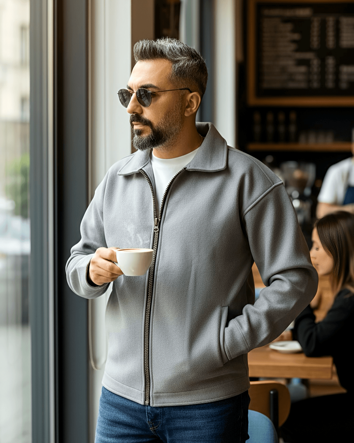 Sırtı Nakış Detaylı Oversize Erkek Kaşe Ceket