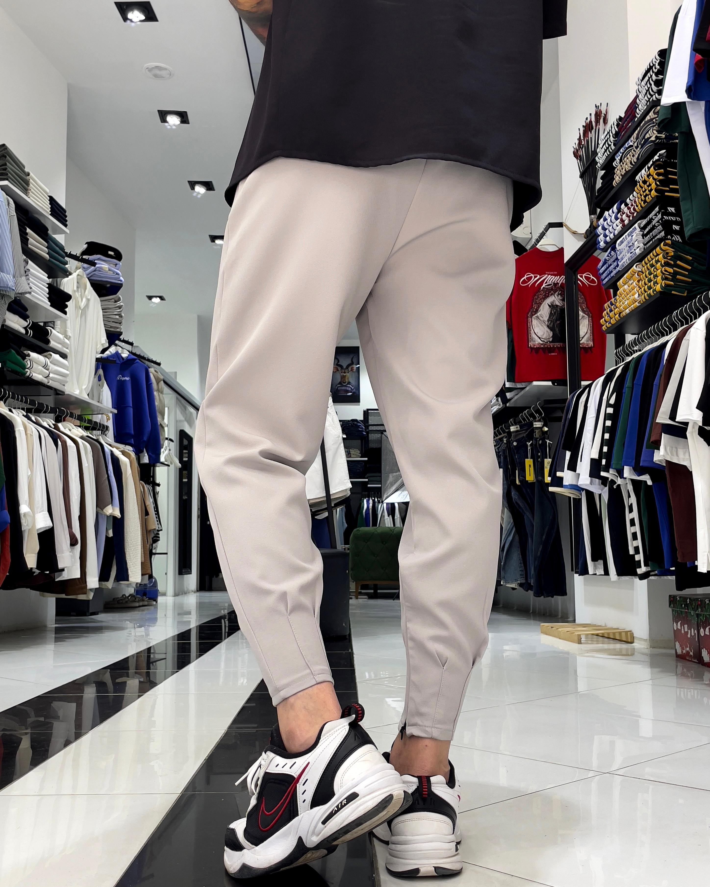 Zippered Jogger Pants Gray - Grey
