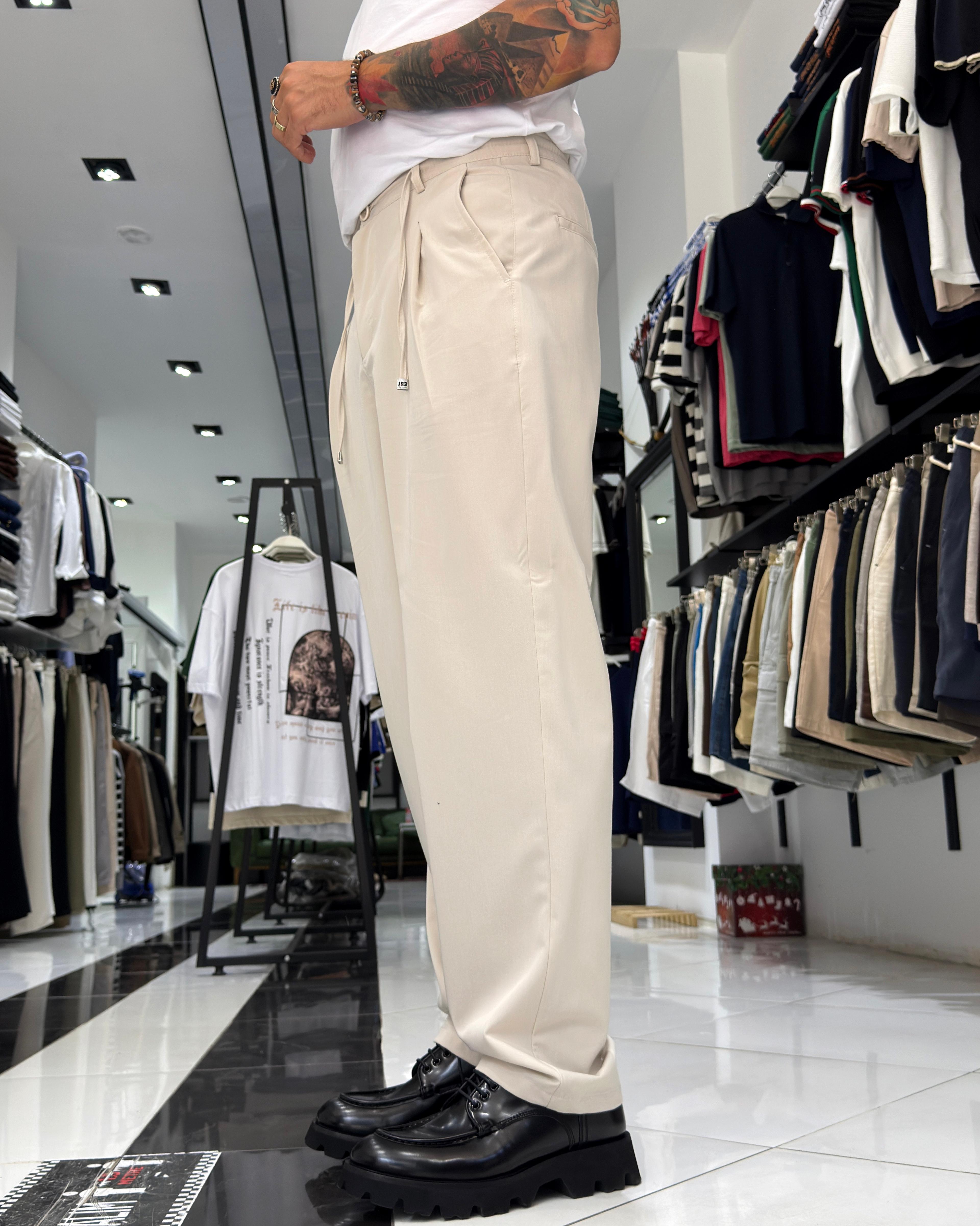 Baggy Fit Pile Detaylı Erkek Pantolon