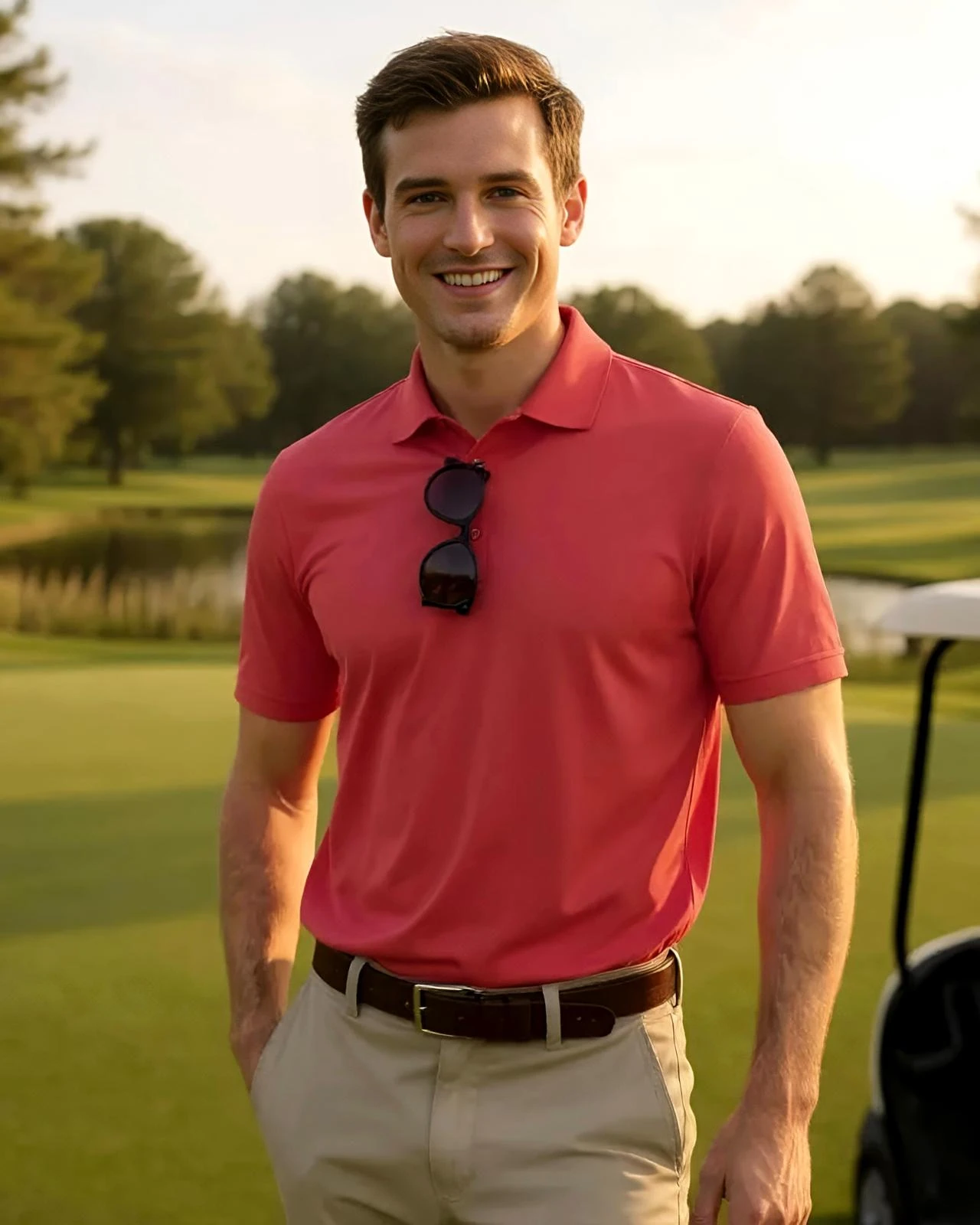 Modal Kumaş Erkek Polo Yaka Slim Fit T-Shirt - Fuşya