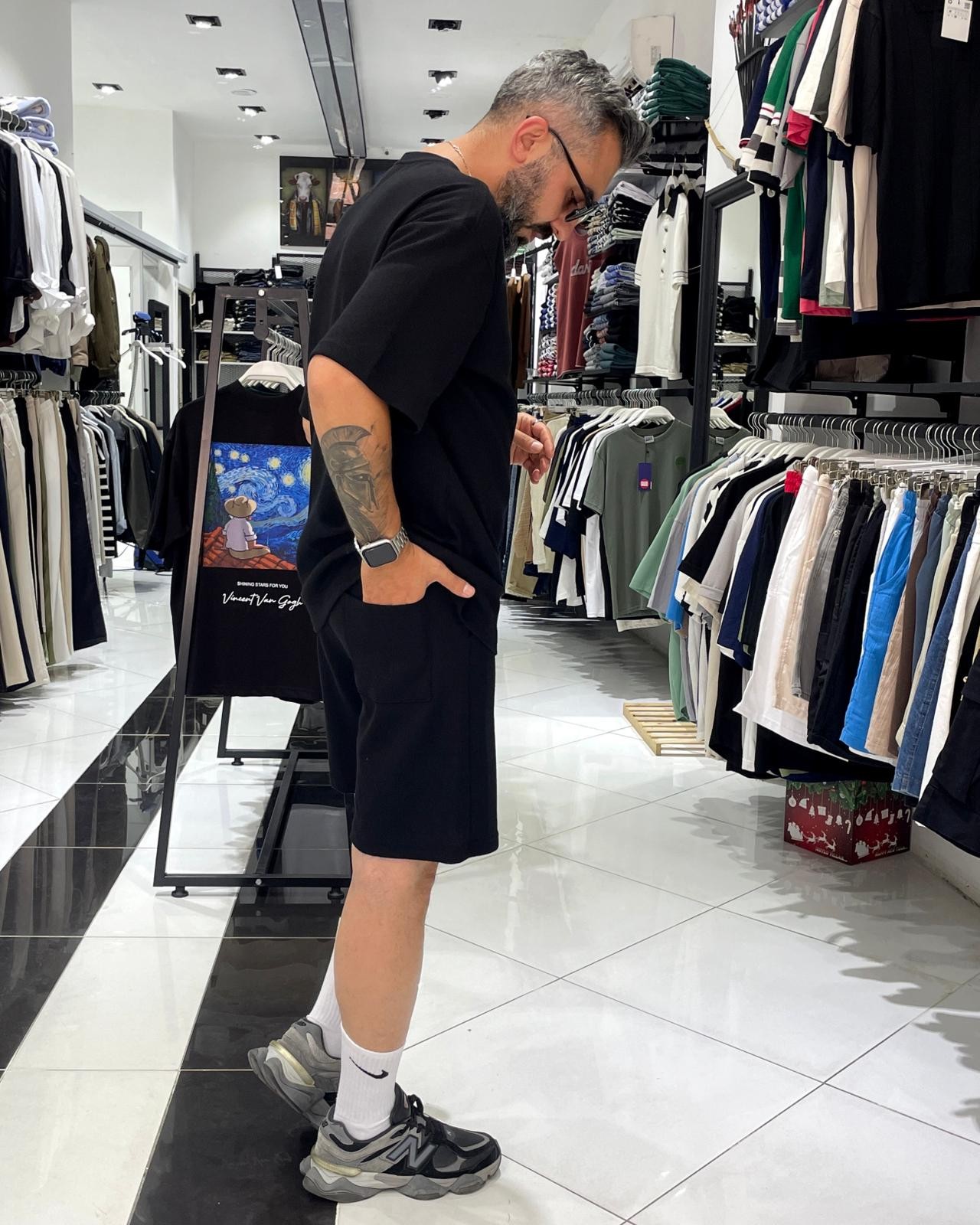 Waffle Kumaş Oversize Erkek T-Shirt & Şort İkili Takım