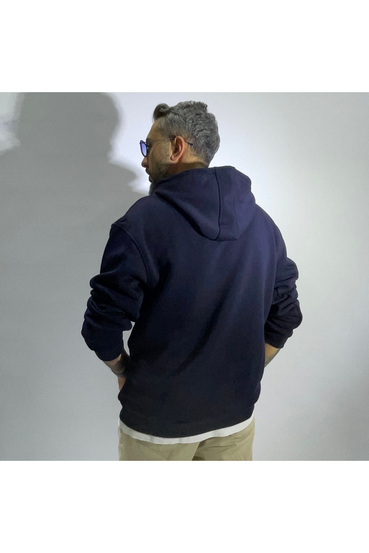 Basic Erkek Hoodie - lacivert