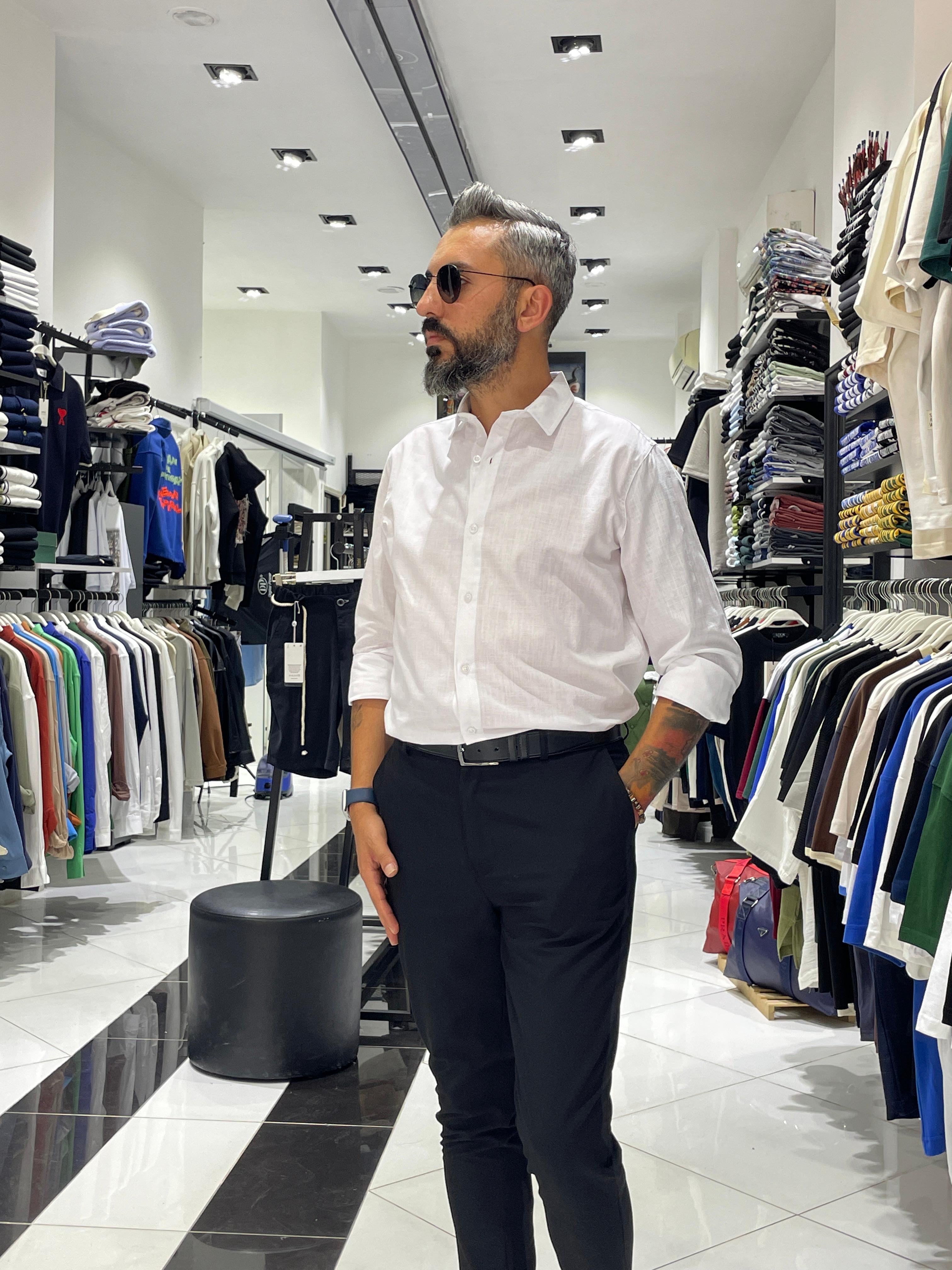 Regular Fit Keten Pamuk Erkek Gömlek