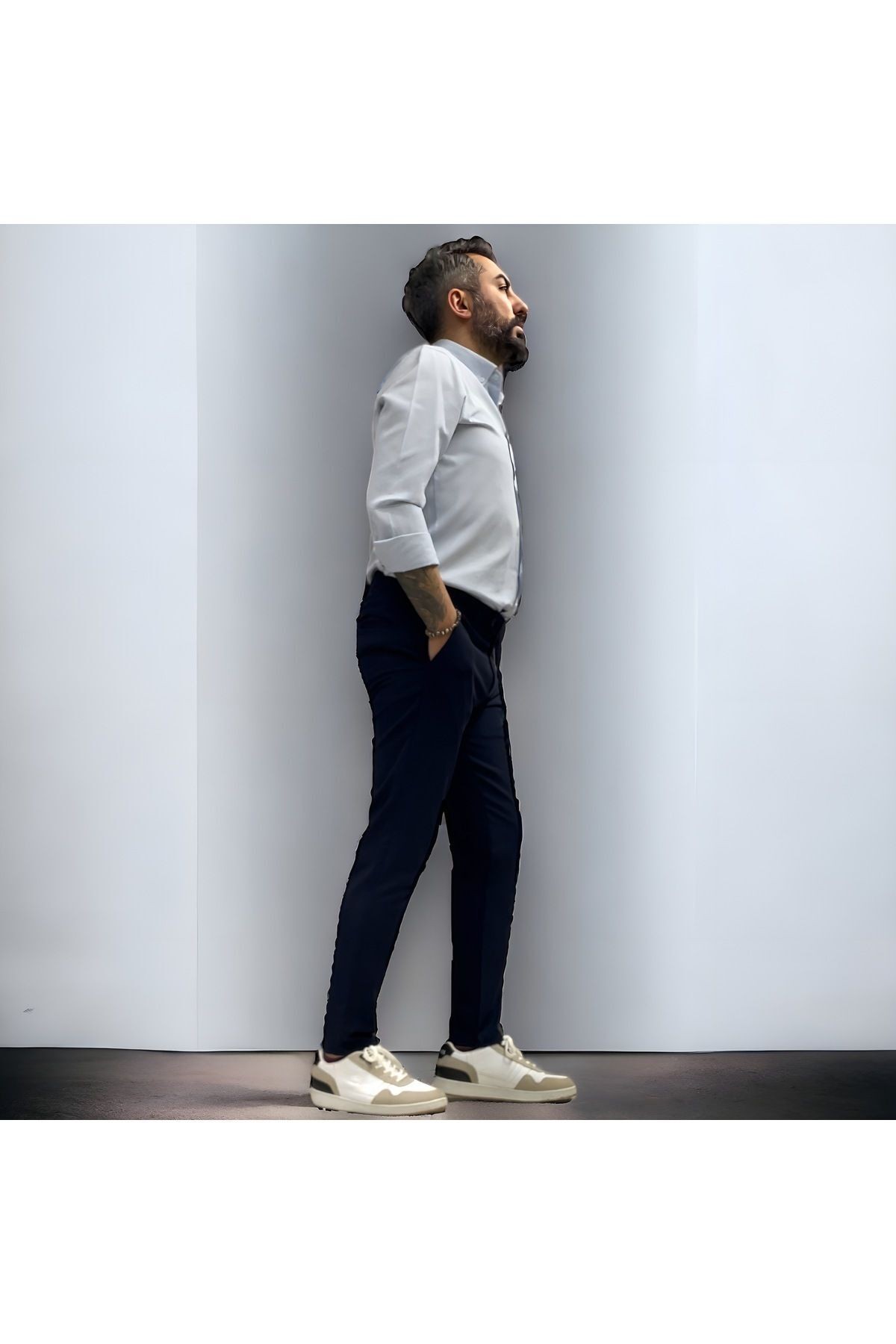 Slim Fit Likralı Kumaş Pantolon - lacivert