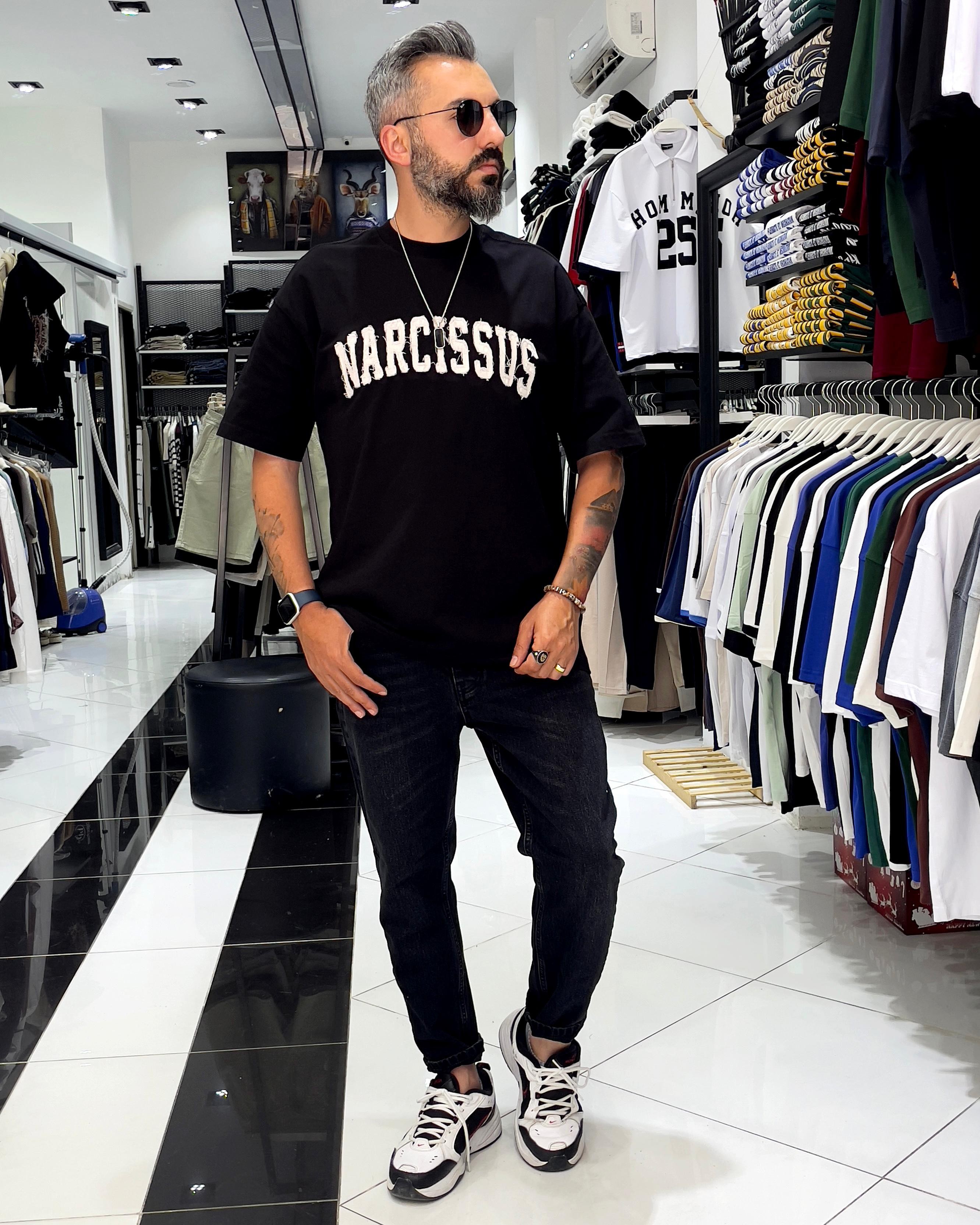 Narcissus Nakışlı Oversize Erkek T-Shirt