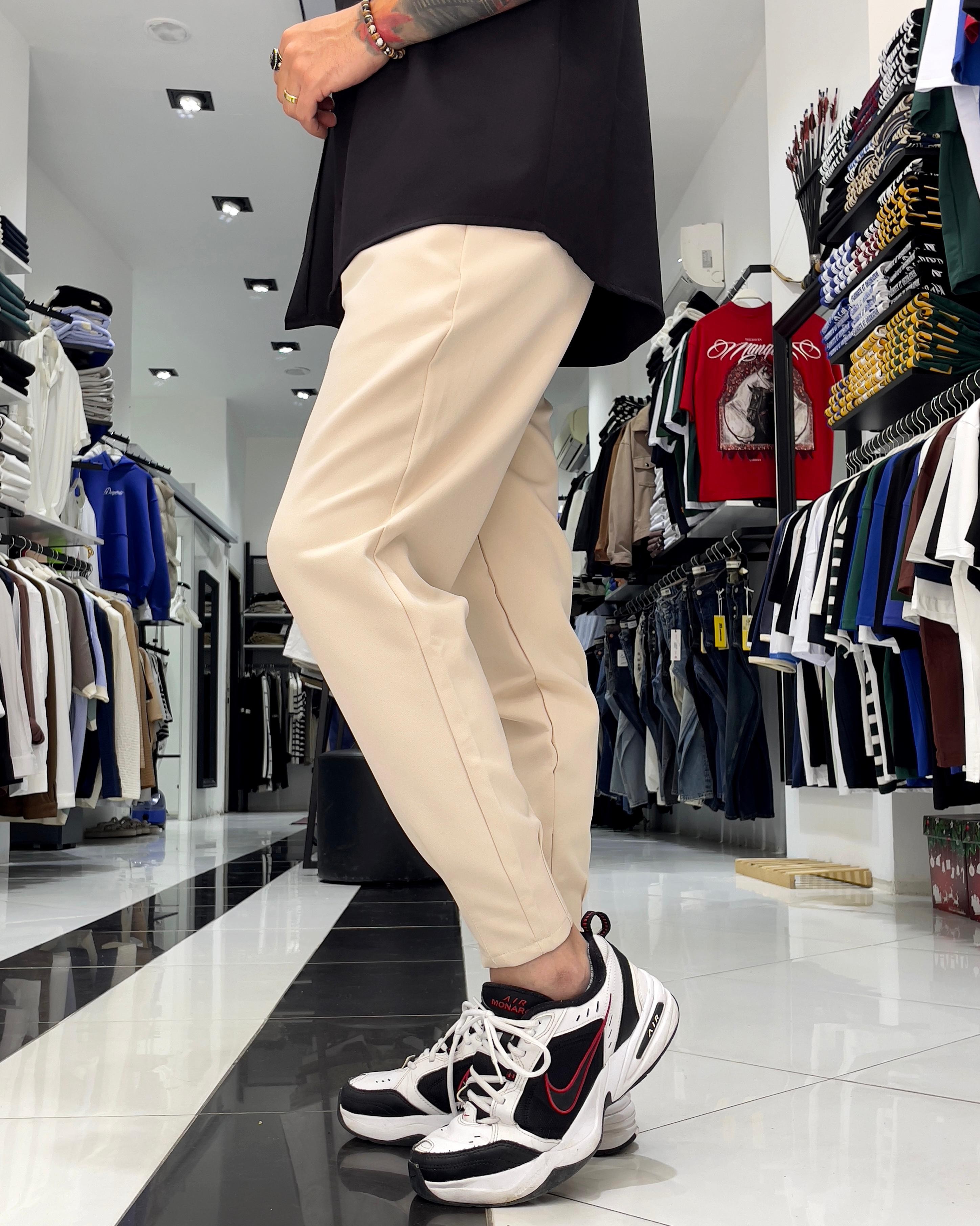 Zippered Jogger Pants Gray - Cream
