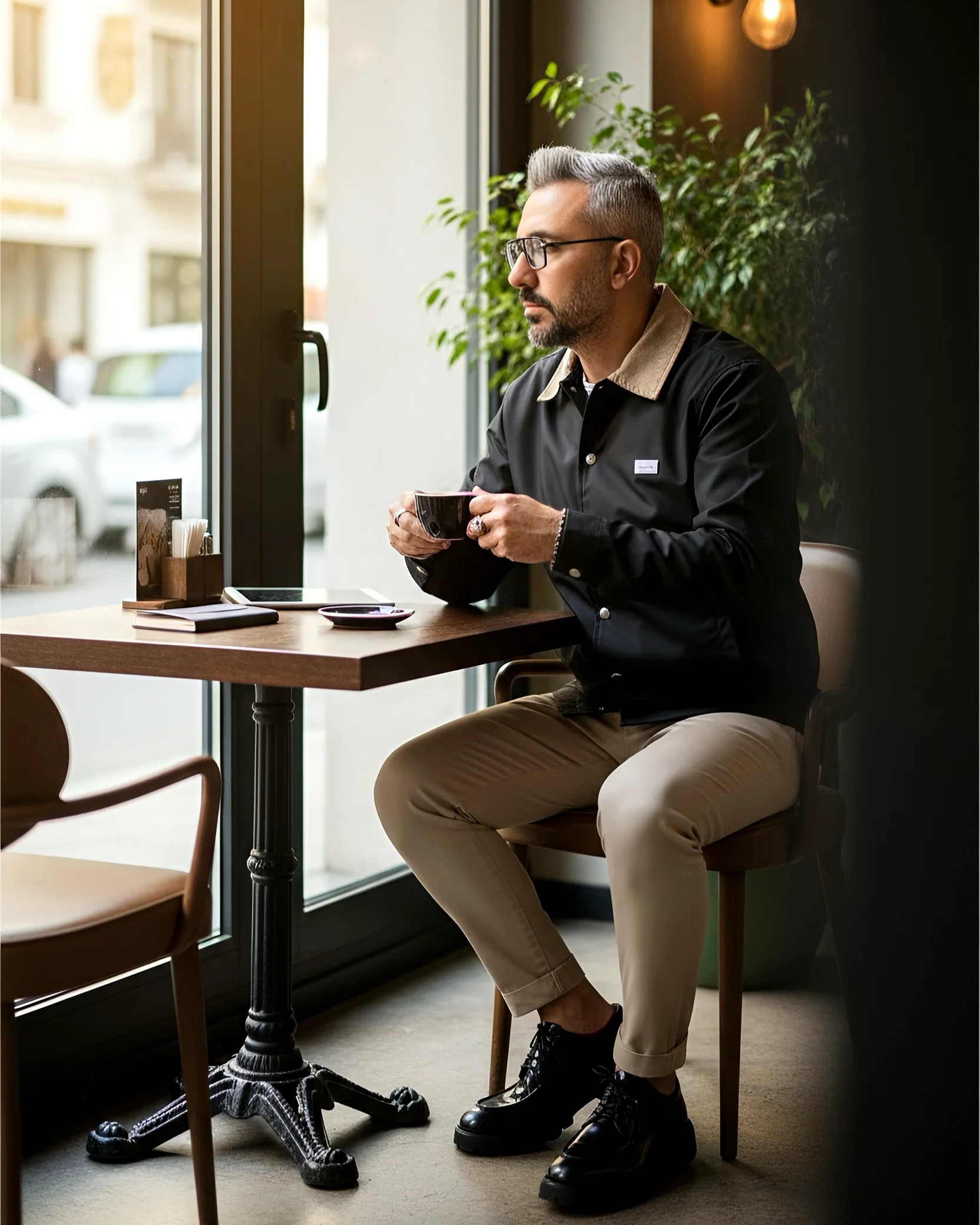 Urban Heritage | Bej Yaka Detaylı  Siyah,Lacivert Düğmeli Erkek  Ceket