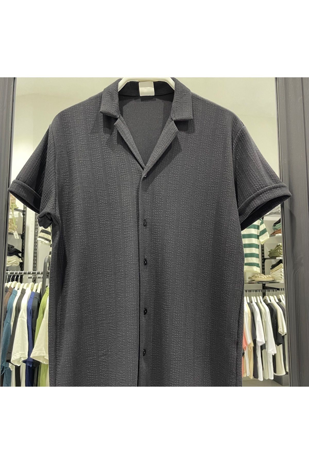 Slim Fit Likralı Kısa Kol Gömlek