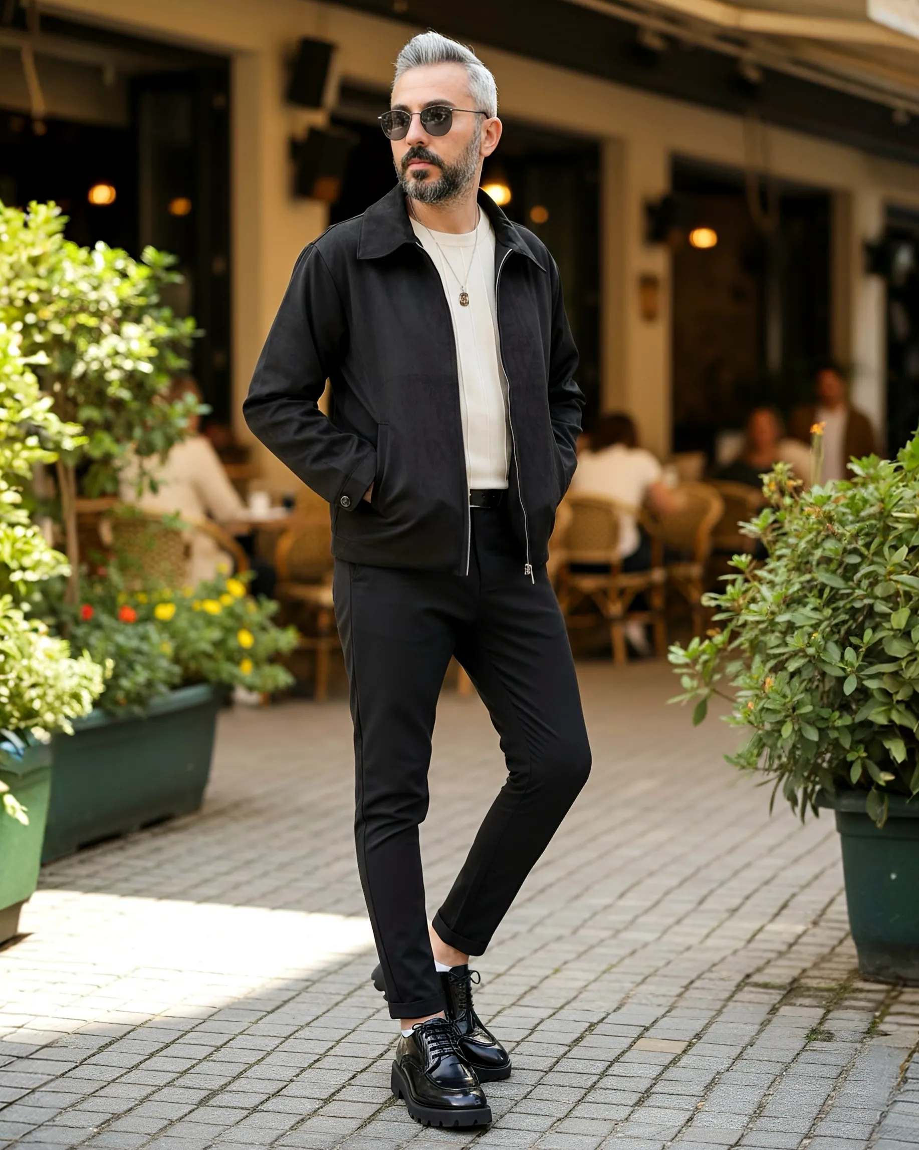 Nubuk Süet Relaxed Fit Fermuarlı Erkek Ceket