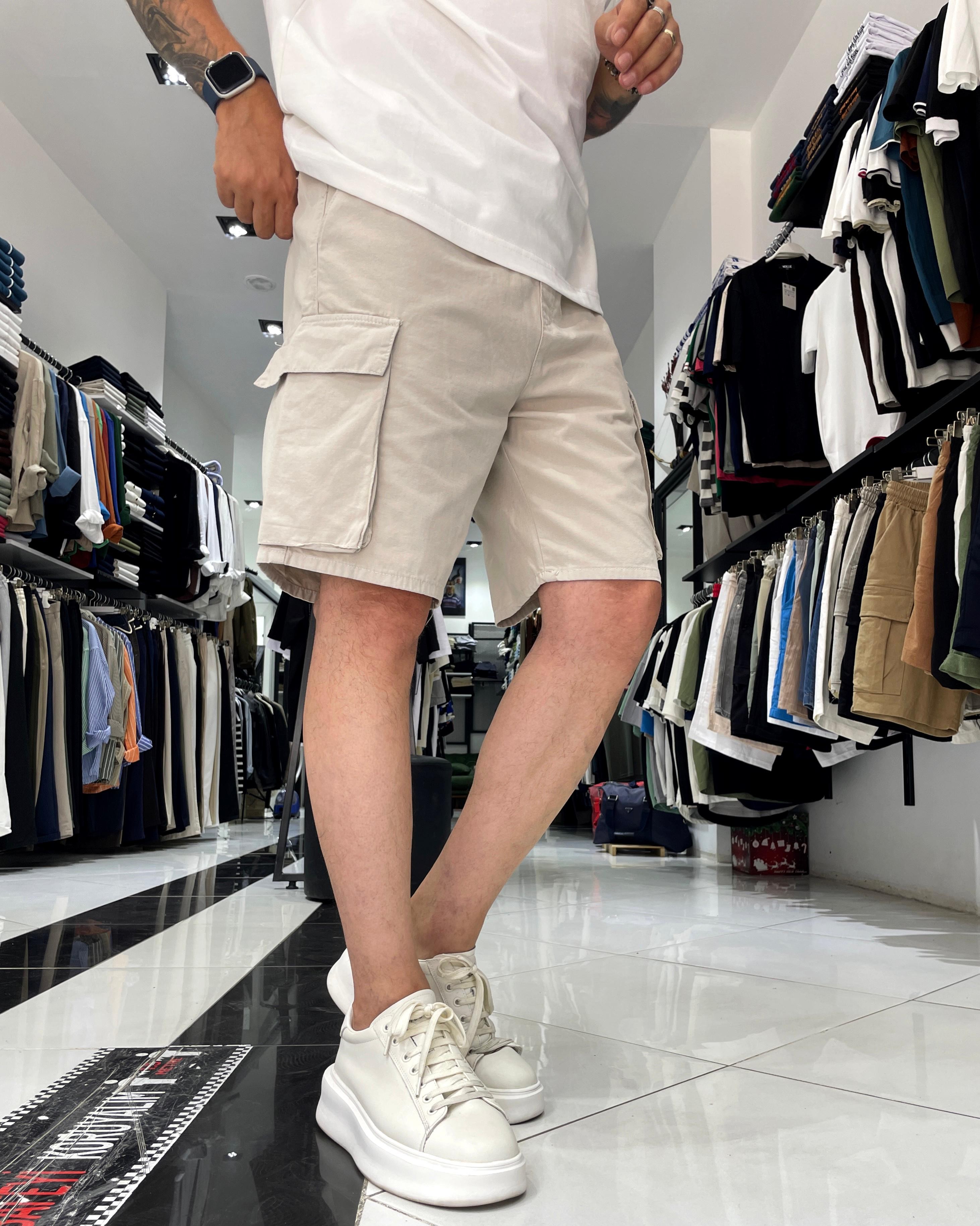 Relax fit Erkek Kargo Şort - bej