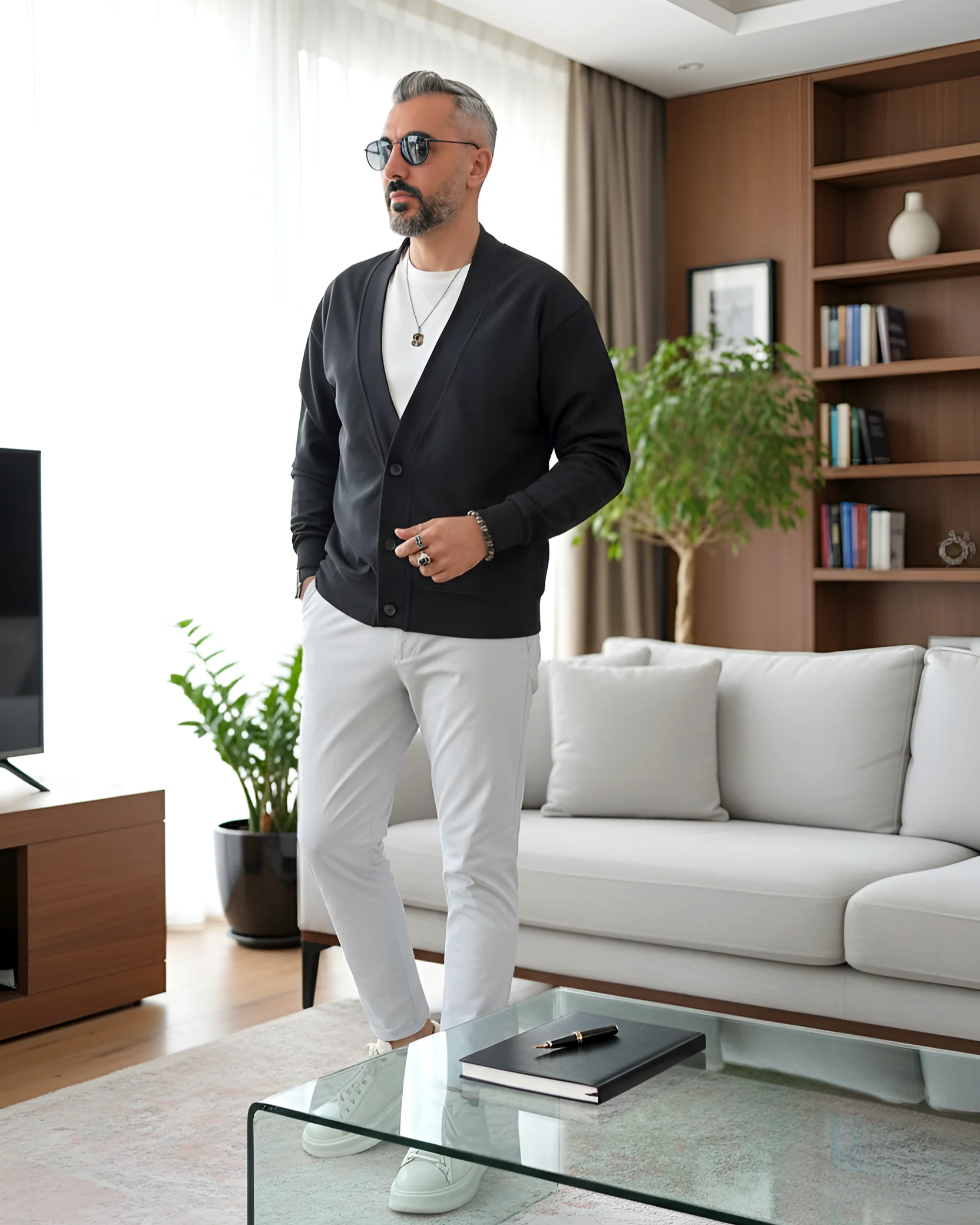 Midnight Vision Old Money Düğmeli Erkek Hırka