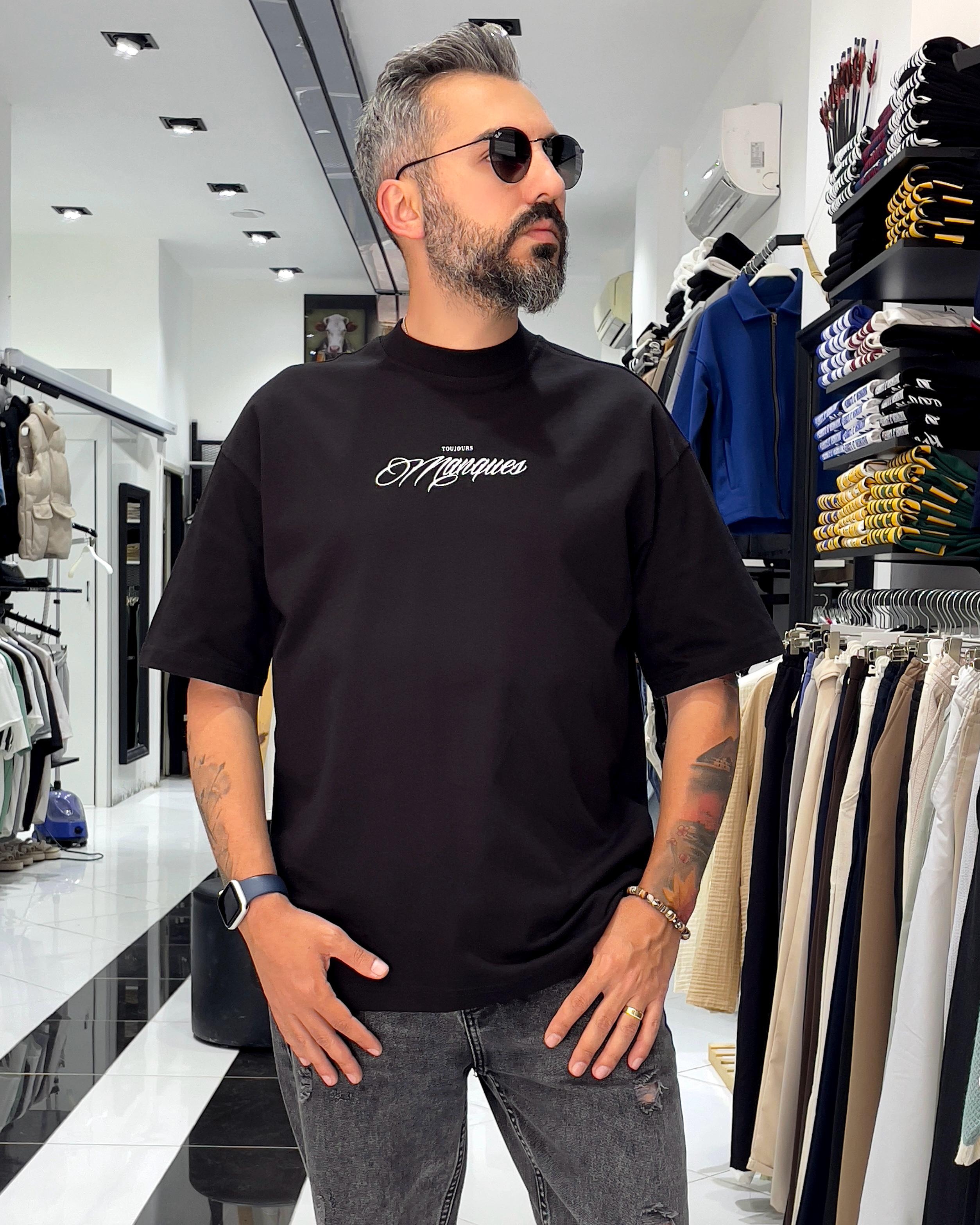 Manques Nakışlı At Figürlü Oversize Erkek T-shirt