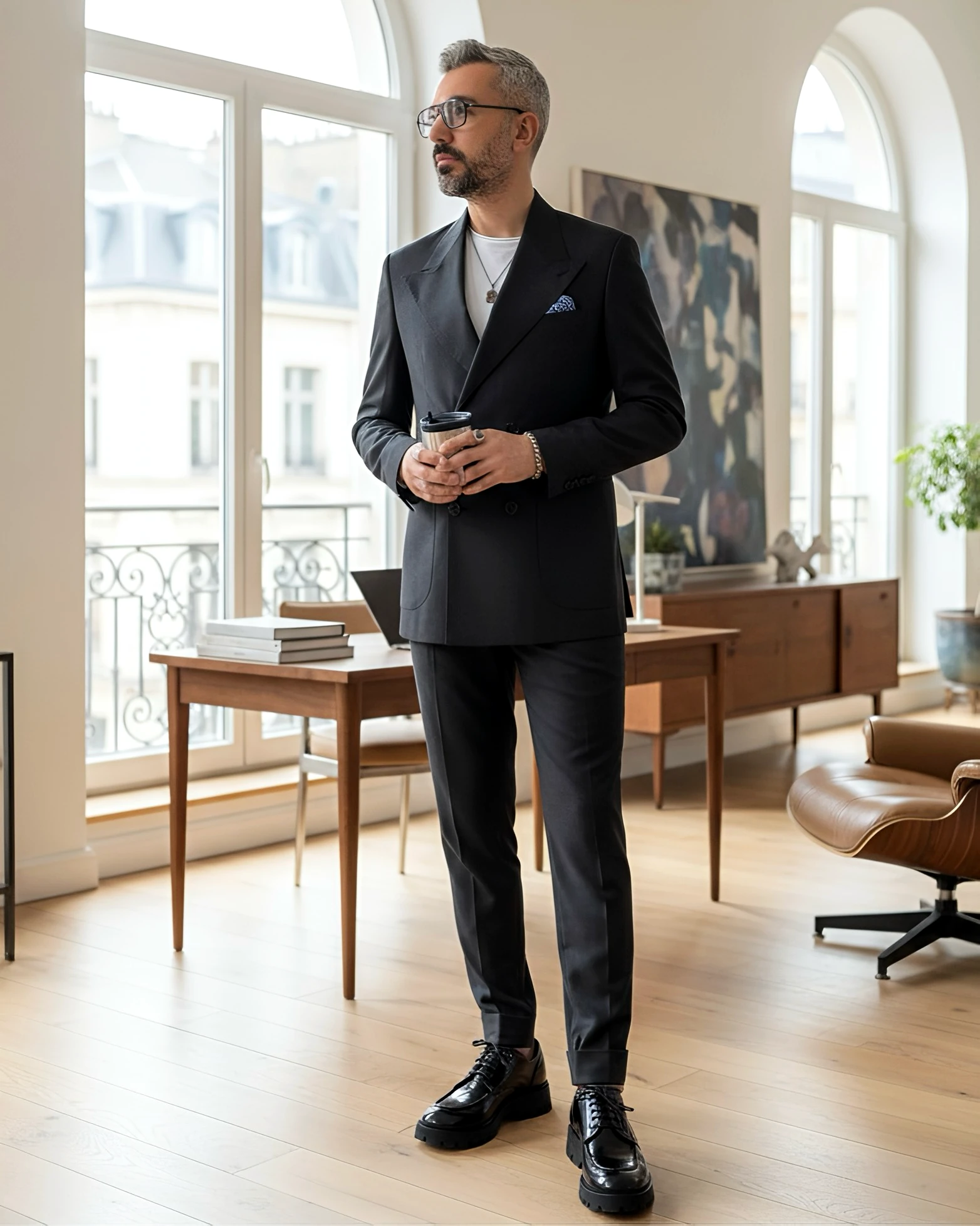 Nero Eleganza İtalyan Kesim Erkek Kruvaze Takım Elbise