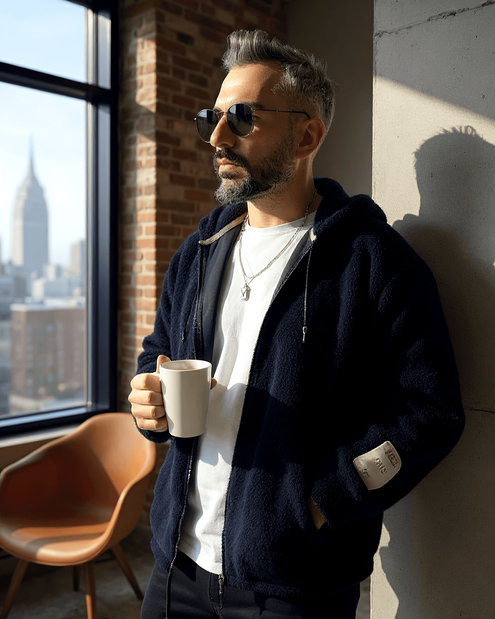 Fermuarlı Erkek Peluş Oversize Hırka