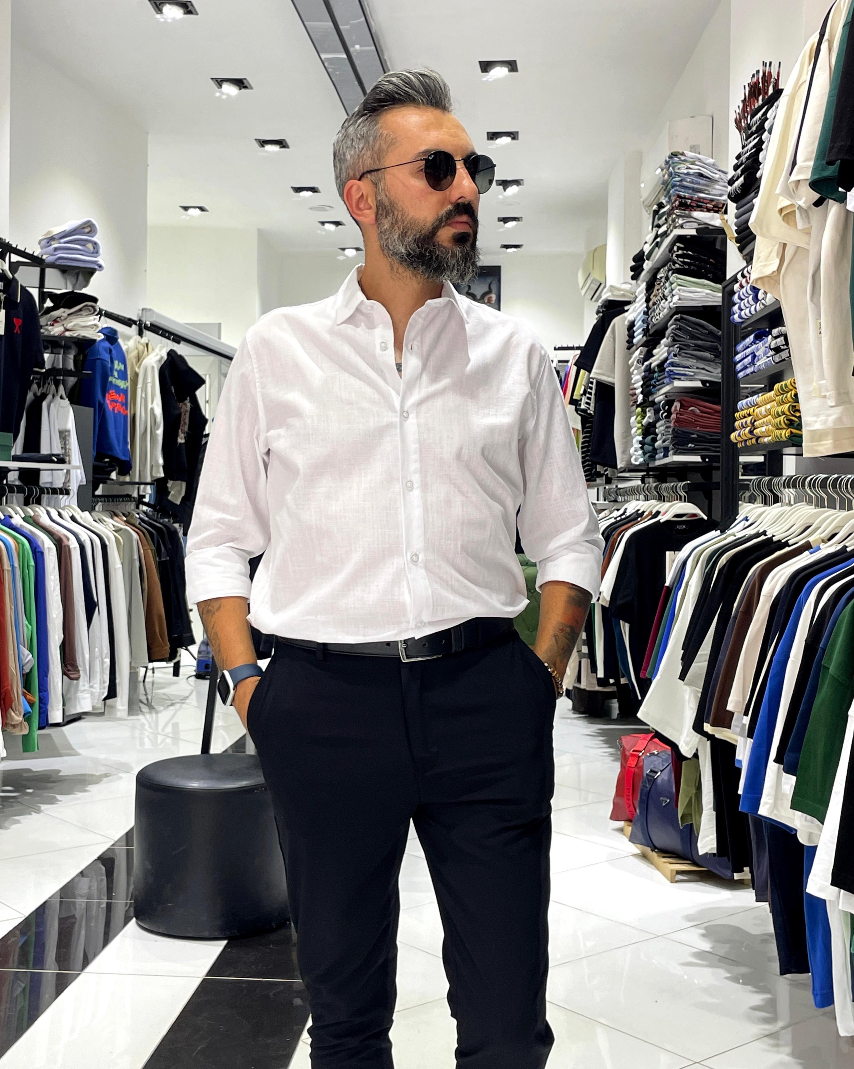 Regular Fit Keten Pamuk Erkek Gömlek