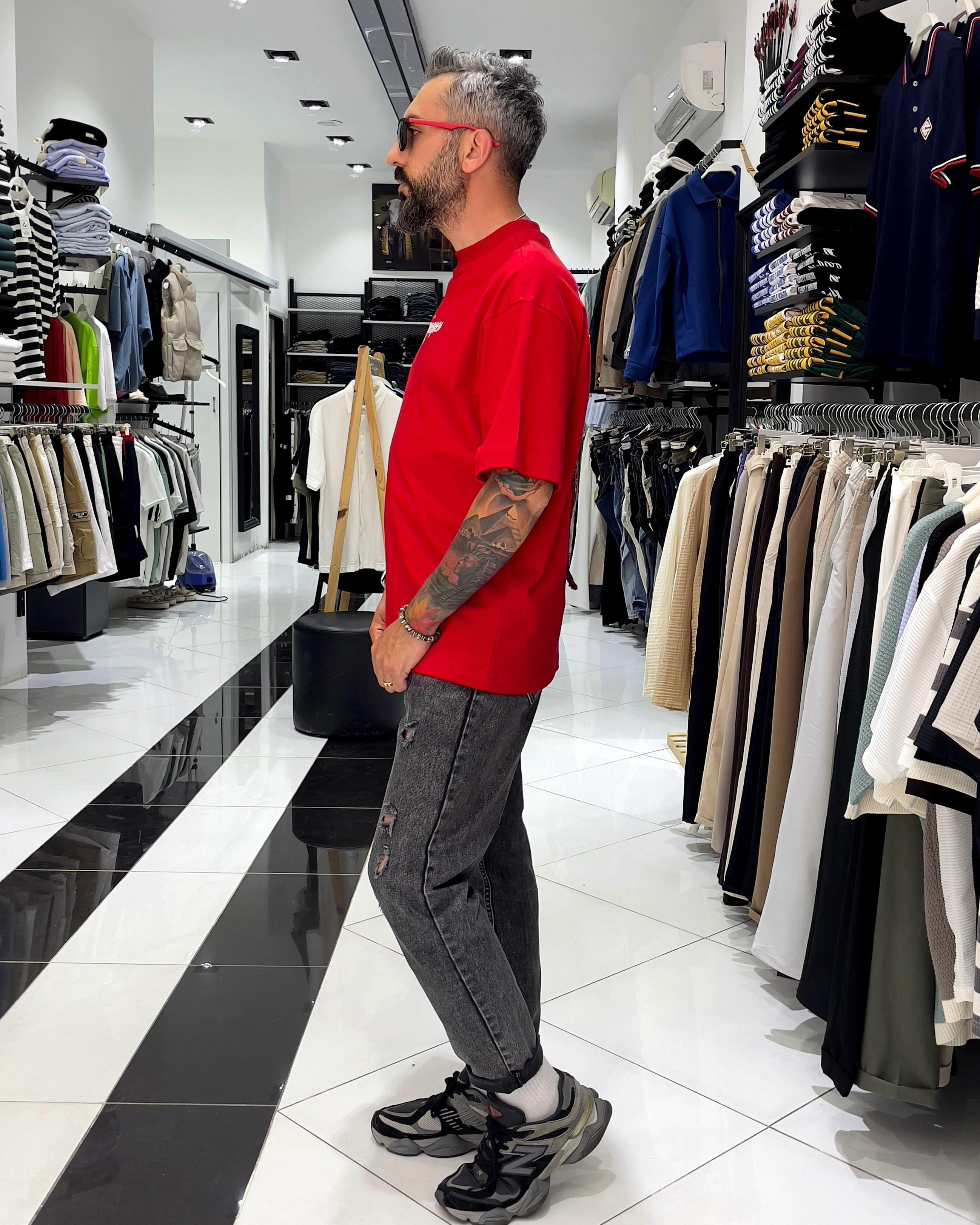 Manques Nakışlı At Figürlü Oversize Erkek T-shirt