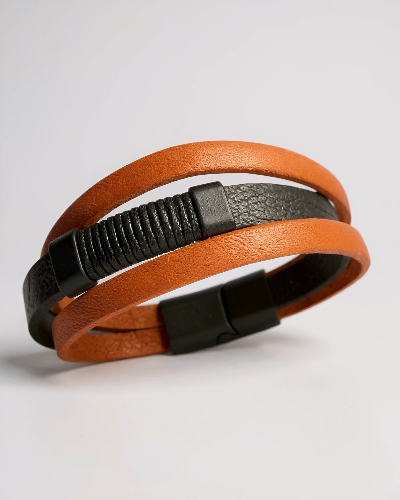 Urban Dual Line Kahve–Siyah Deri Erkek Bileklik