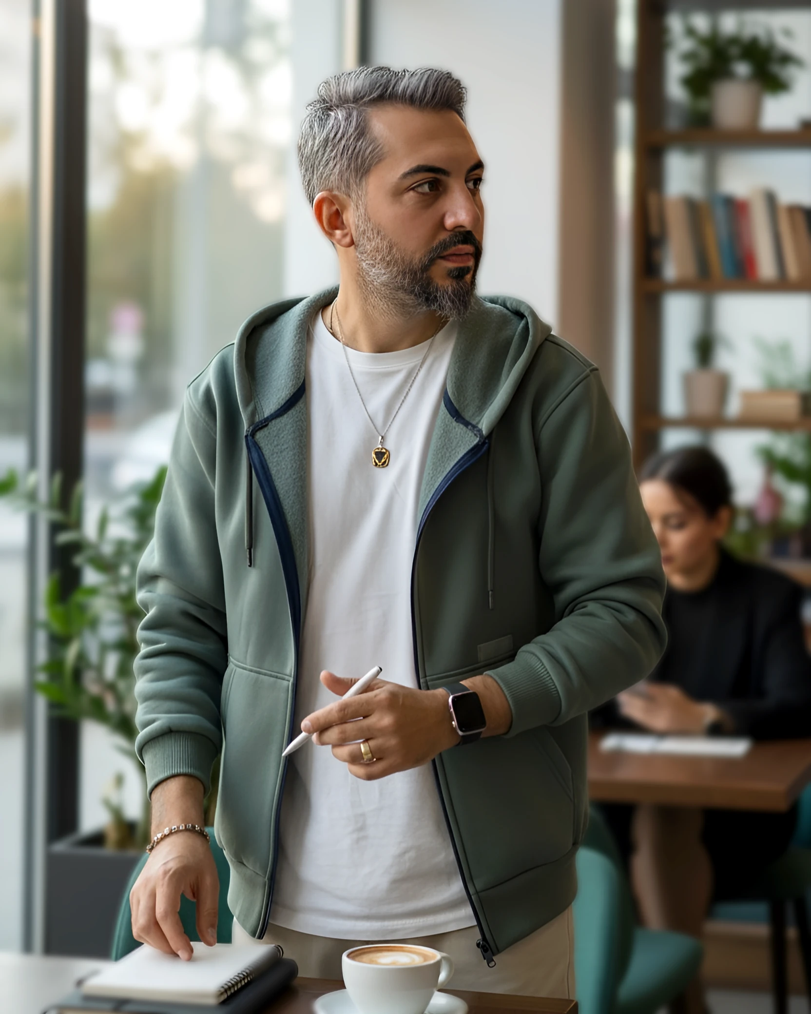 Fermuarlı Kapüşonlu Basic Erkek Sweatshirt