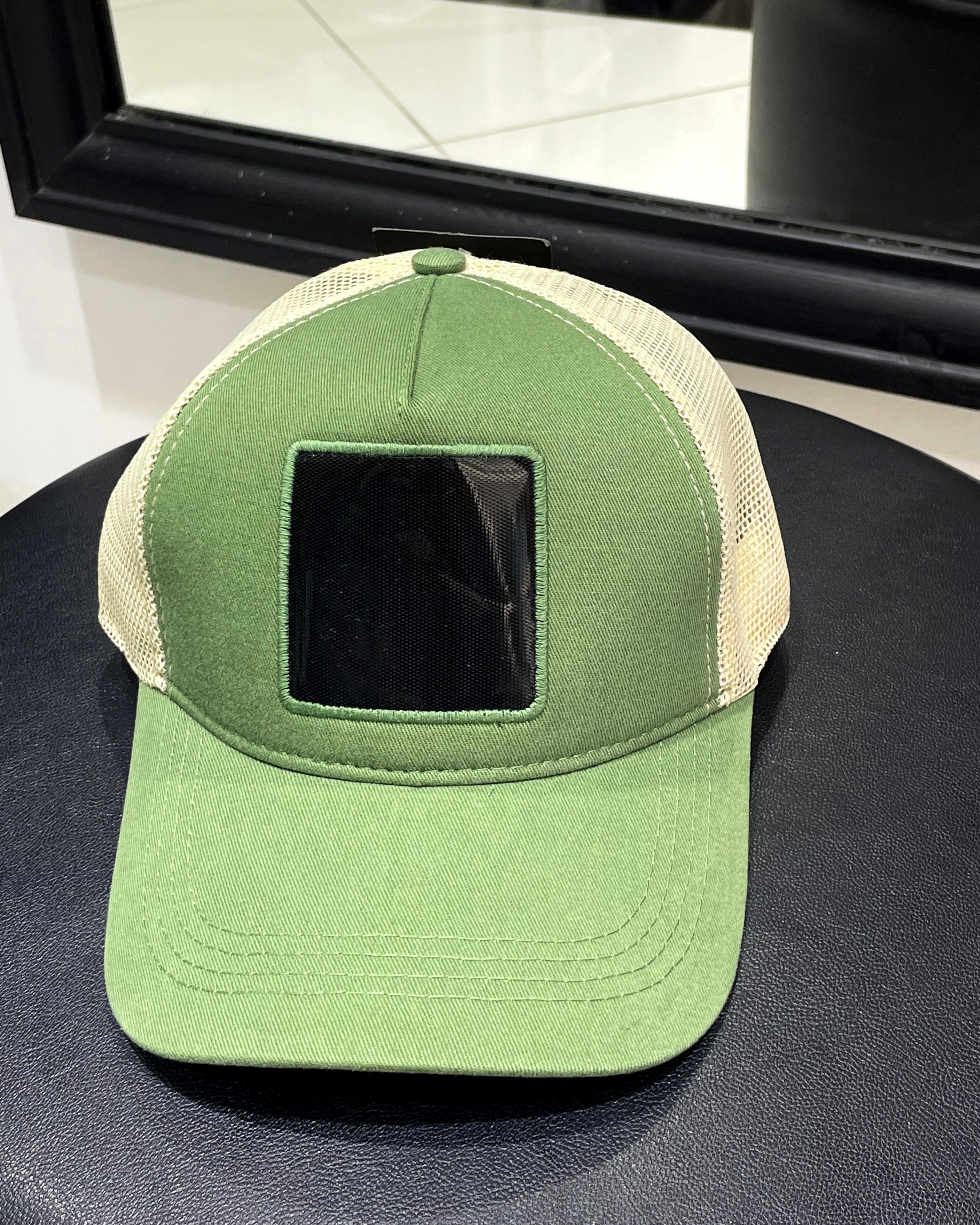 Değiştirilebilir Kare Patchli Unisex Şapka - yeşil