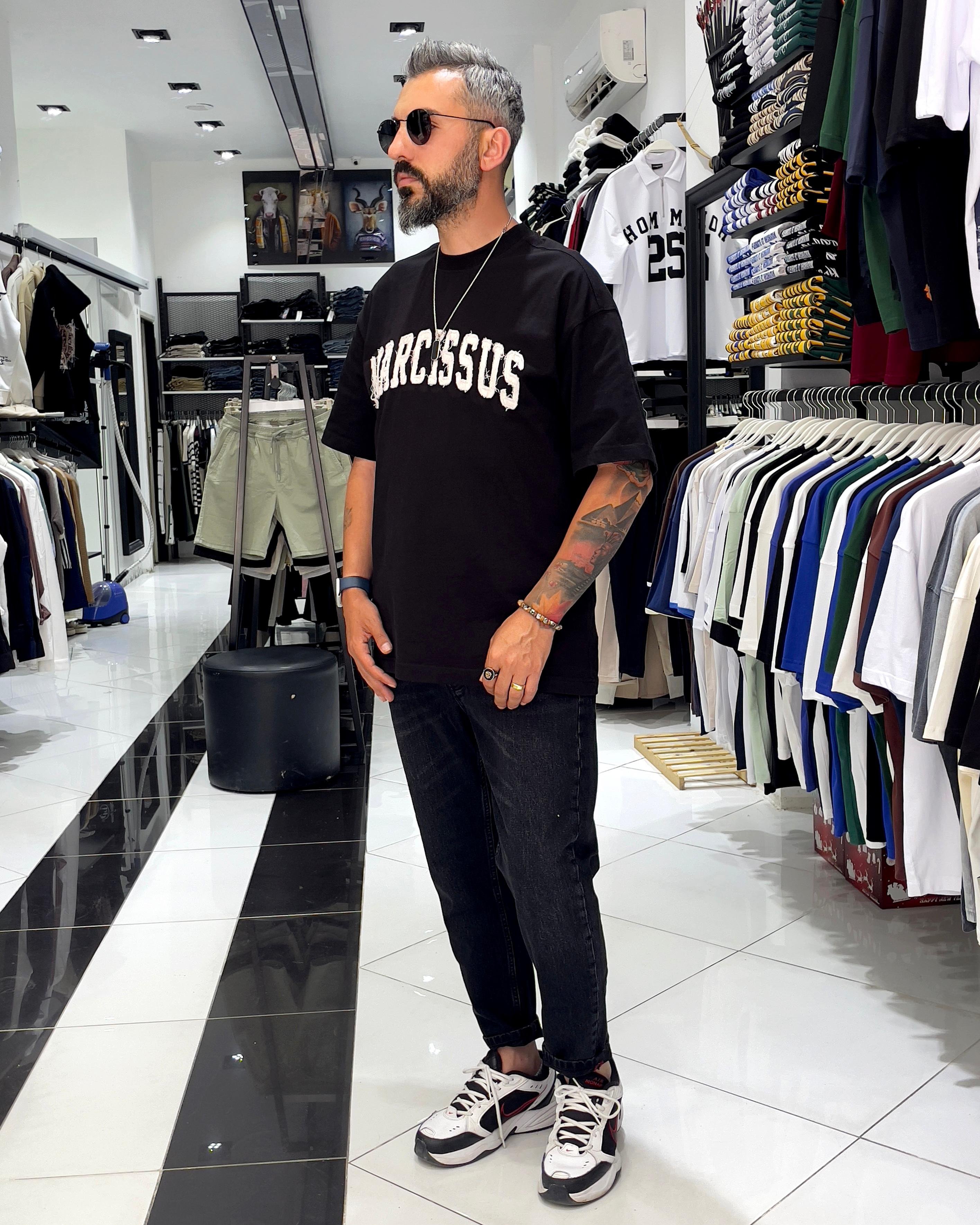 Narcissus Nakışlı Oversize Erkek T-Shirt