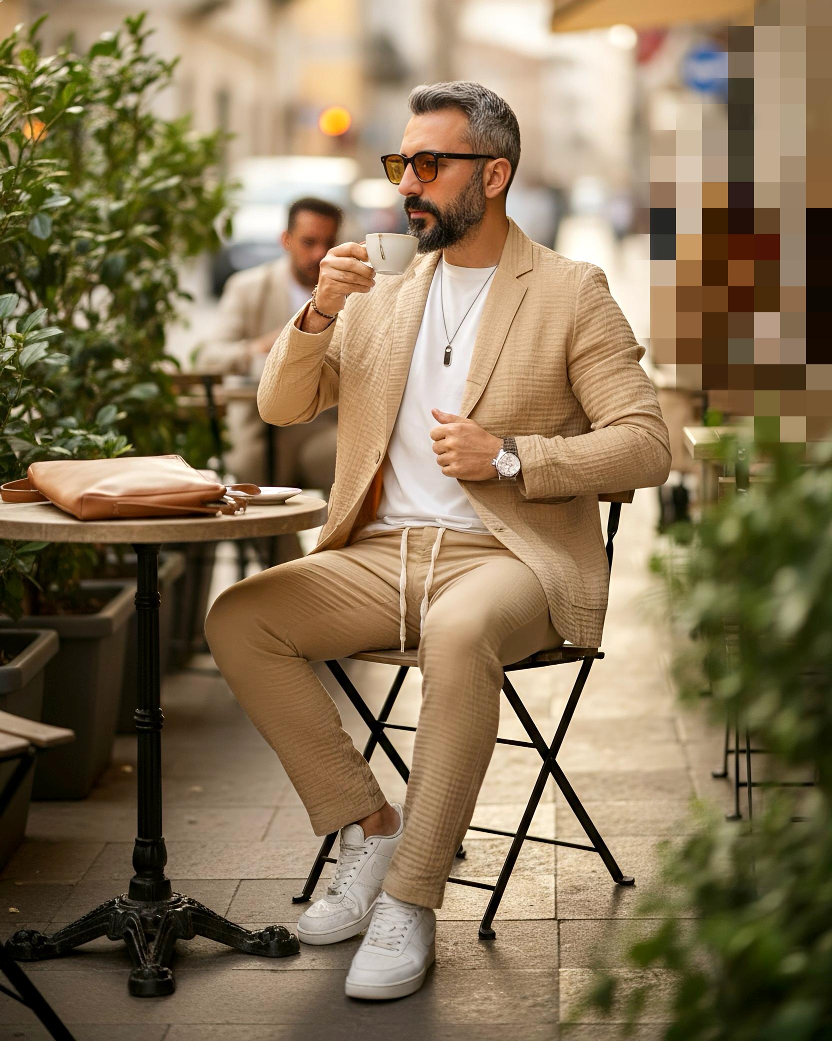 Linen Cotton Two Piece Suit - Beige