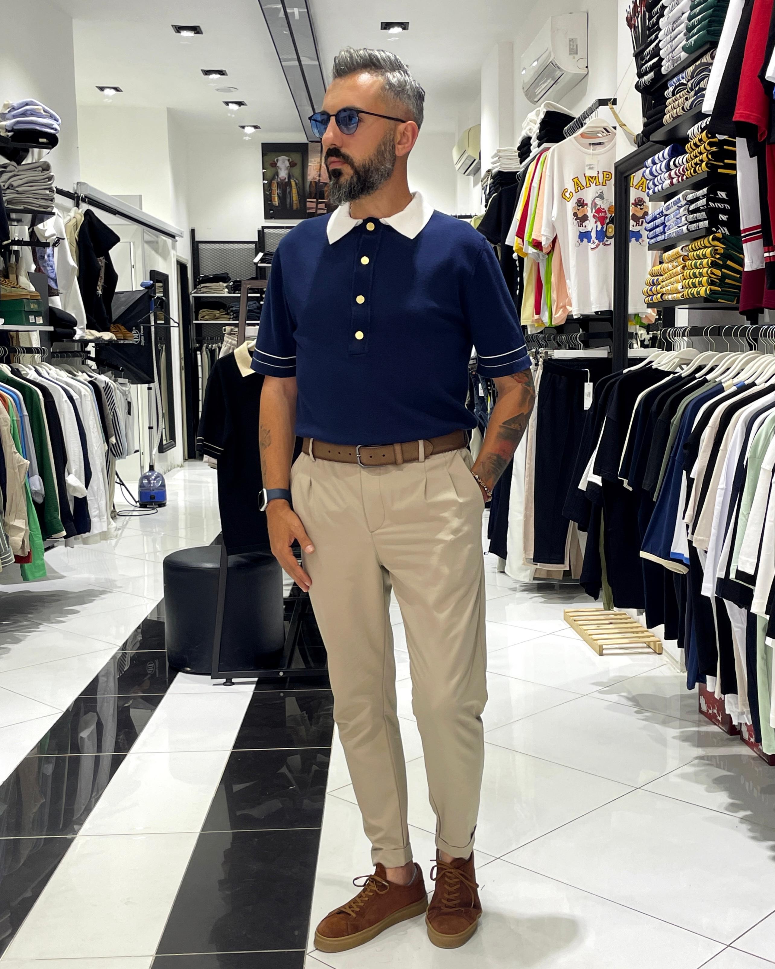 Old Money Triko Polo Yaka Erkek T-Shirt - lacivert
