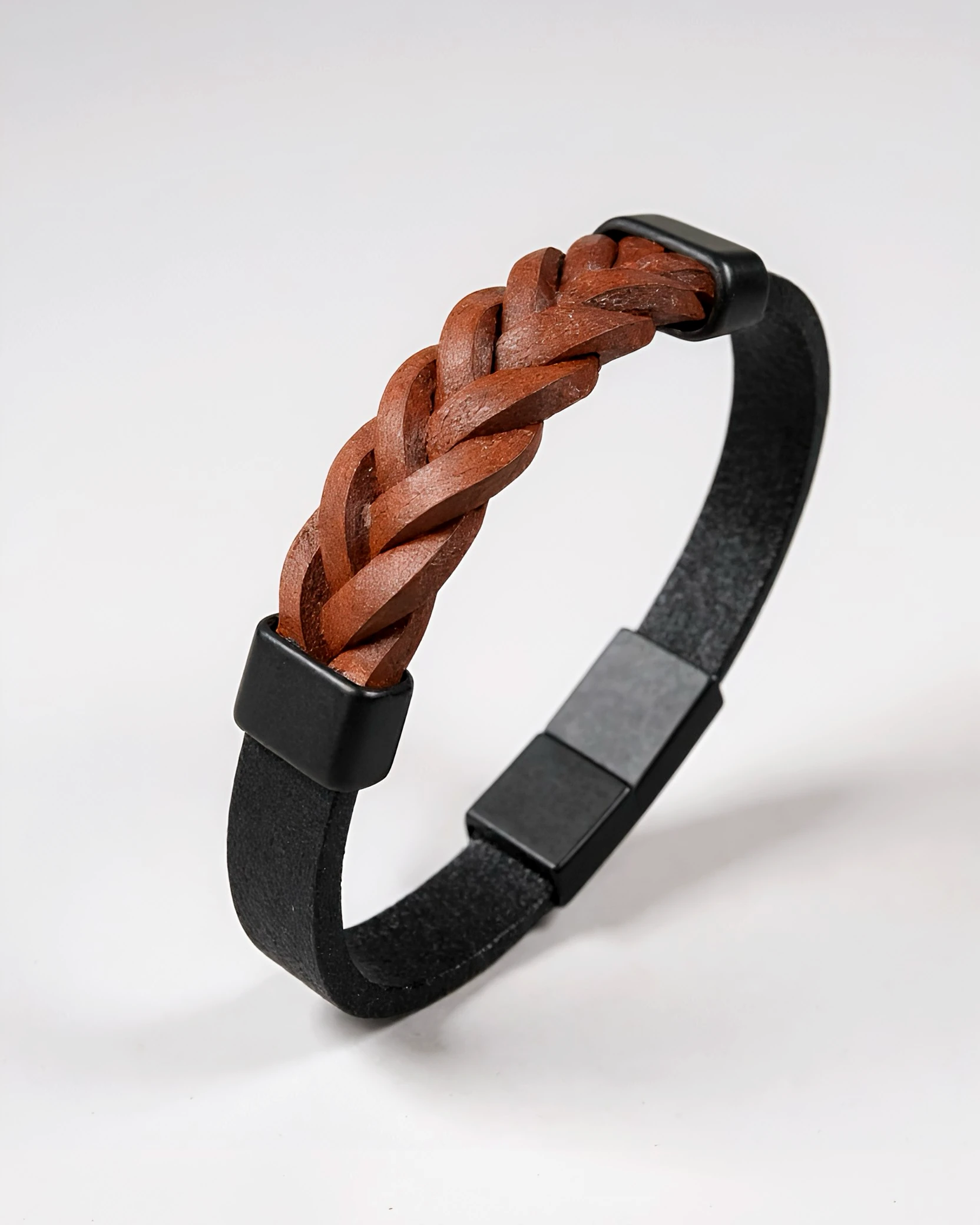 Rustline Weave Örgü Deri Erkek Bileklik