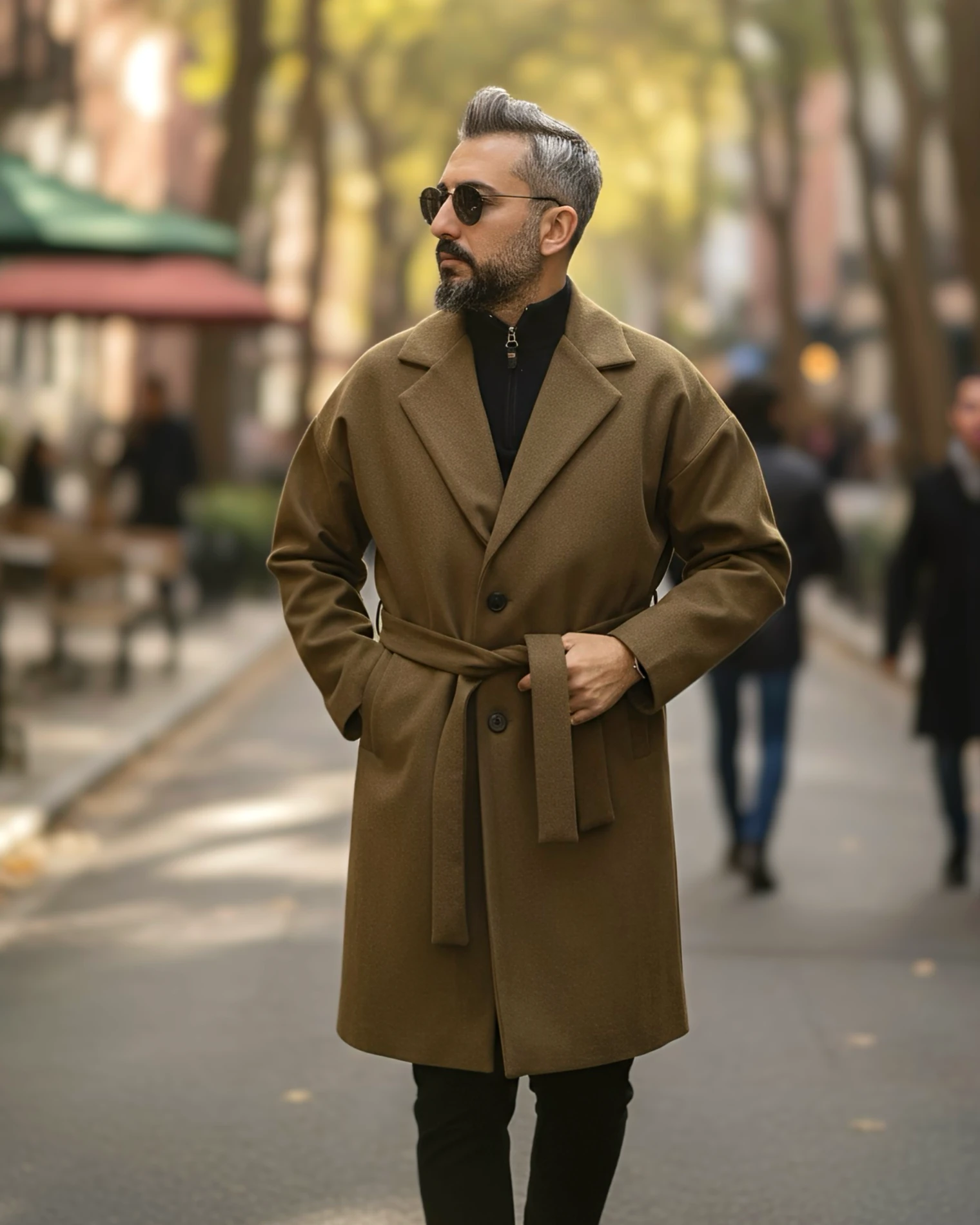Oversize Men's Cashmere Coat - Brown