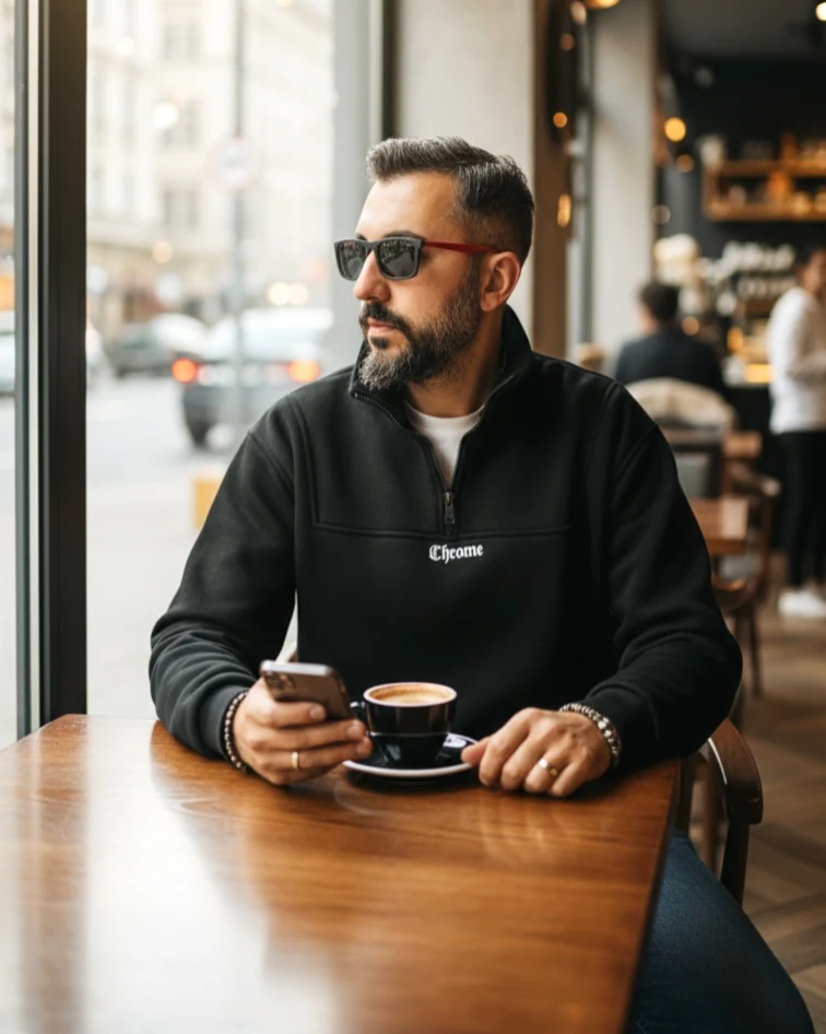 Yarım Fermuarlı Oversize Erkek Sweatshirt