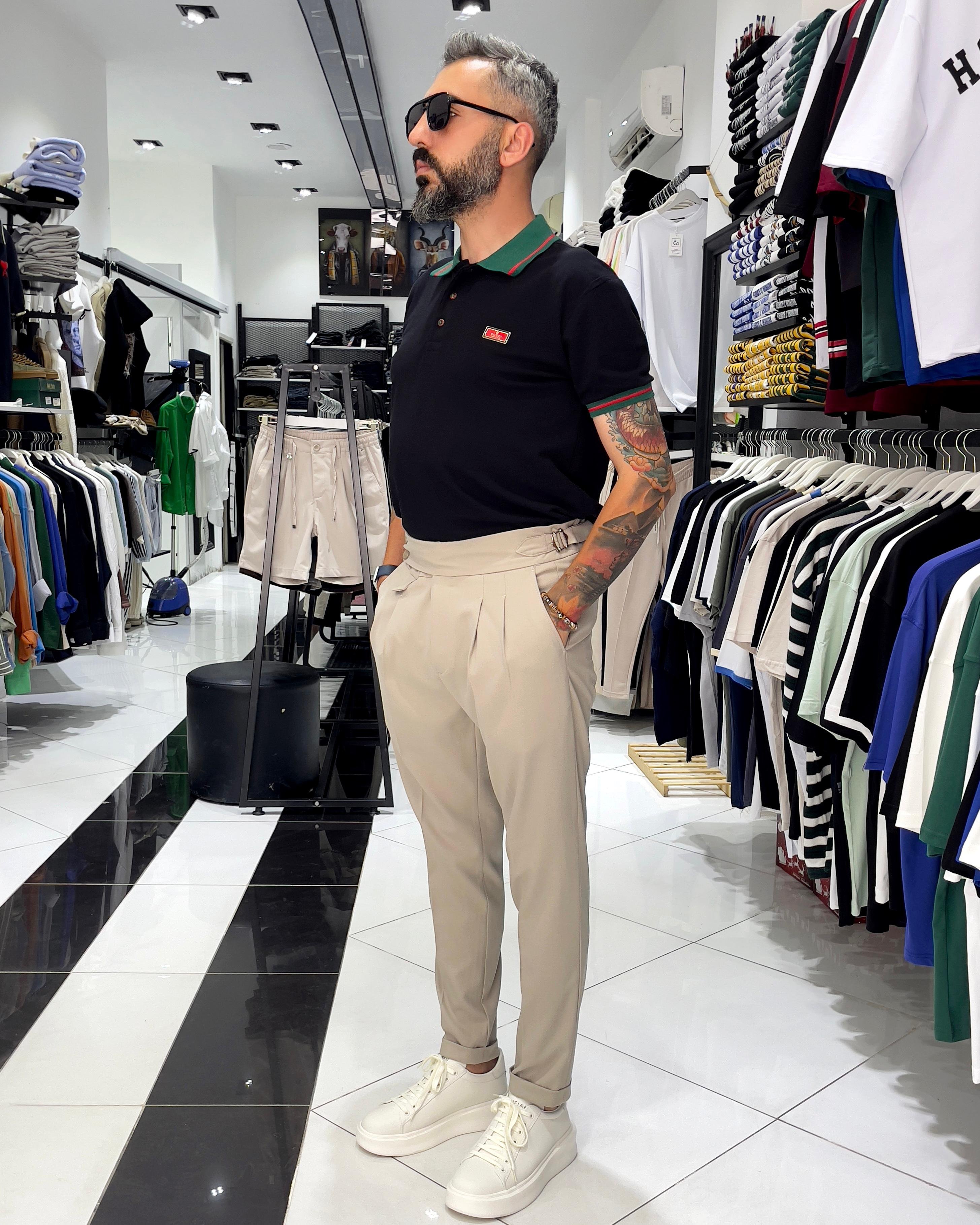Old Money Yüksek Bel İtalyan Kesim Pantolon - bej