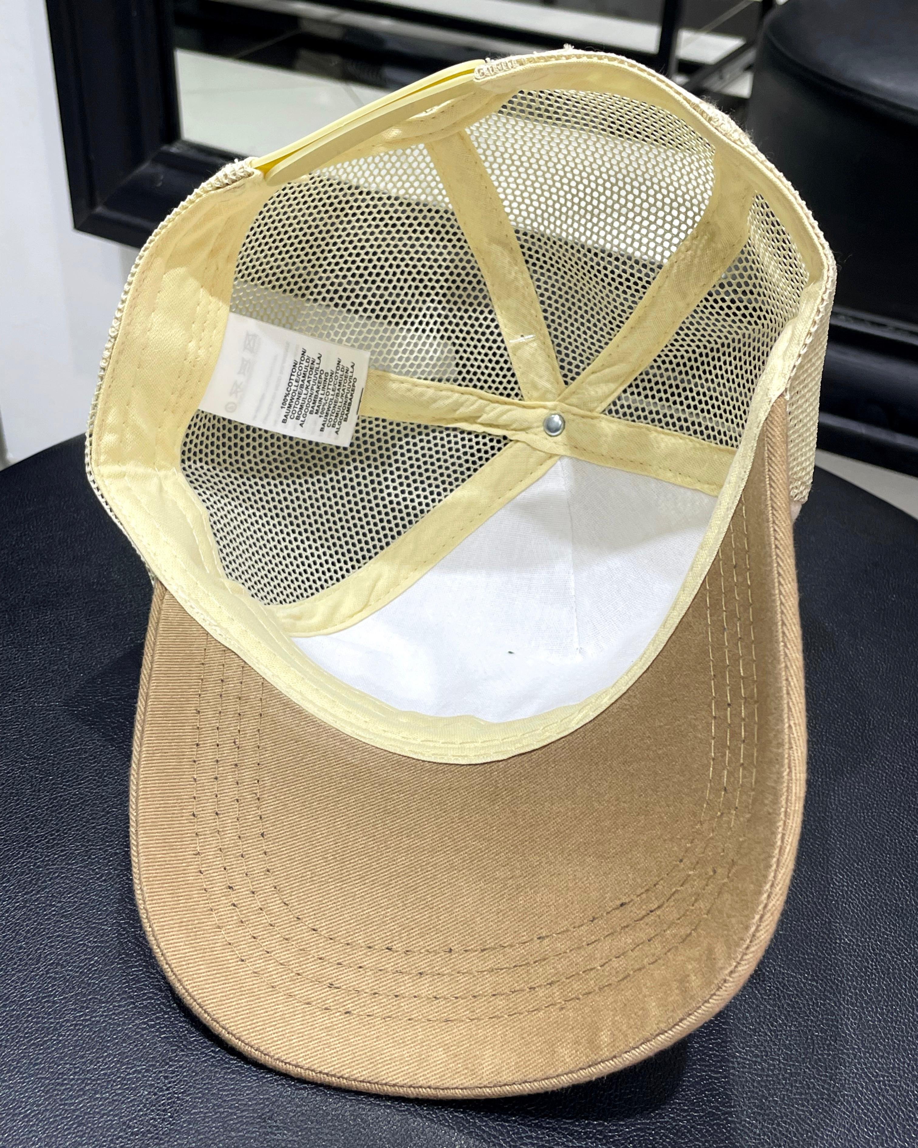 Değiştirilebilir Kare Patchli Unisex Şapka - krem