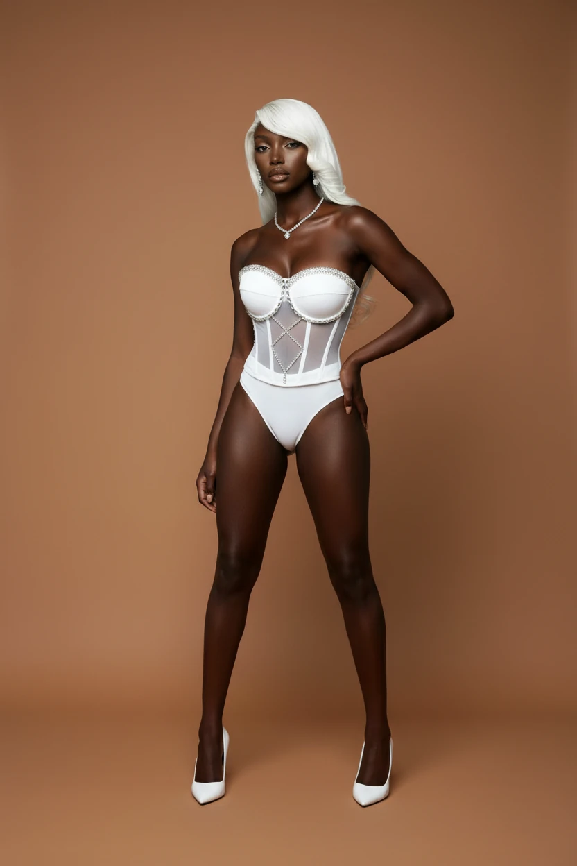 taşlı beyaz büstüyer özel tasarım l beden