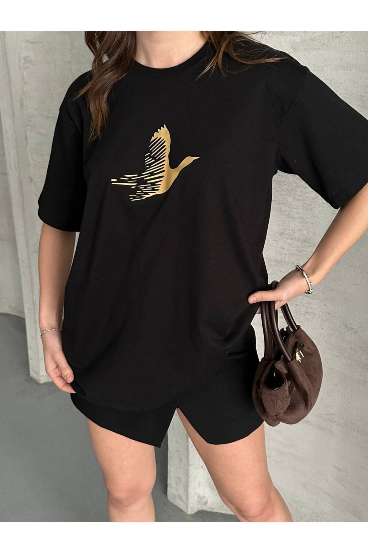 Gold Kuş Bakılı Kadın Tshirt