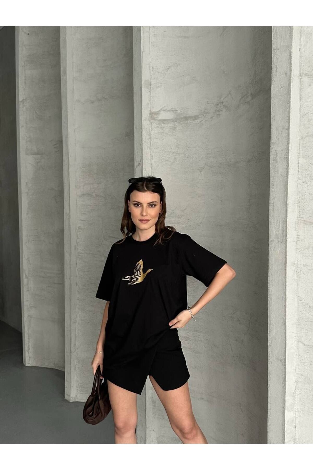 Gold Kuş Bakılı Kadın Tshirt