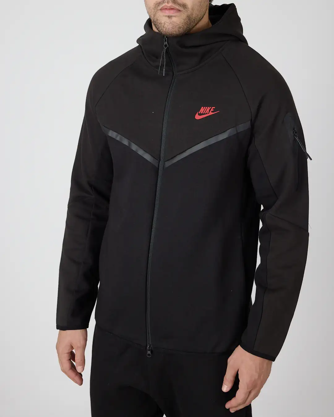 SS'25 Tech Full-Zip Windrunner Hoodie - siyah/darksmoke/red