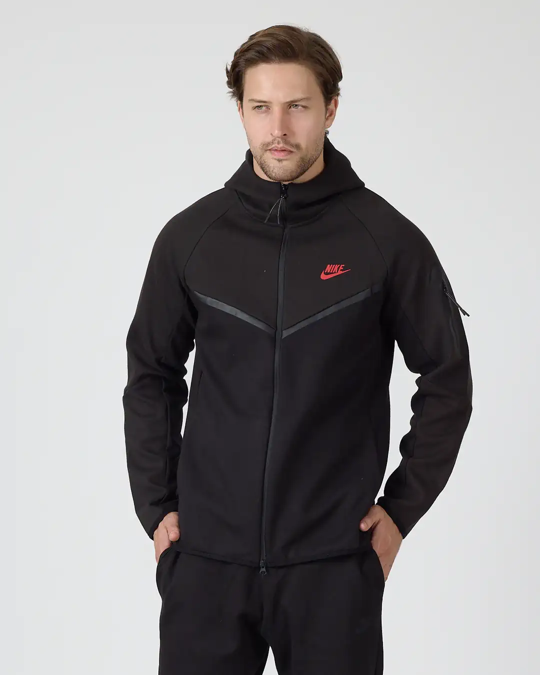 SS'25 Tech Full-Zip Windrunner Hoodie - siyah/darksmoke/red