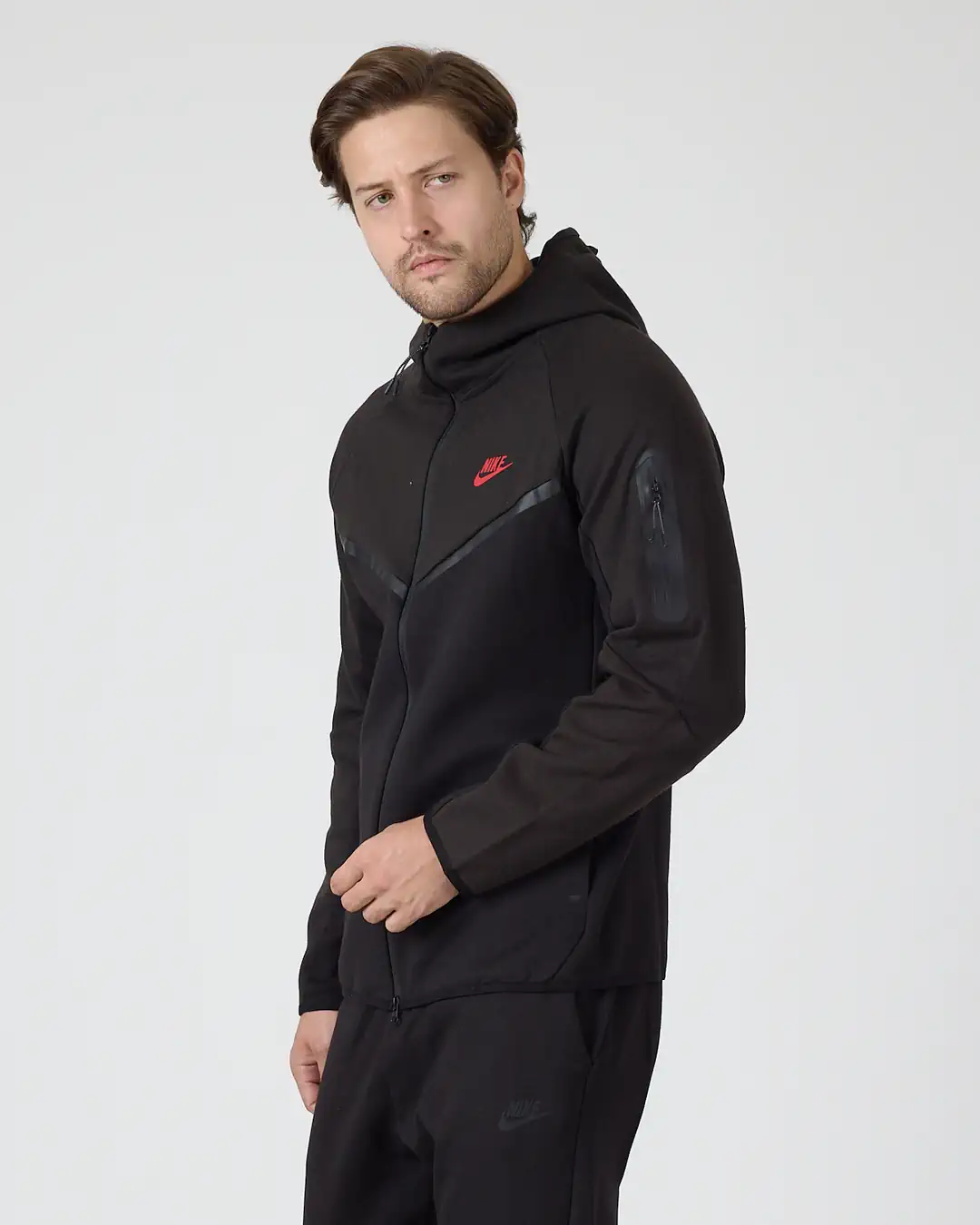 SS'25 Tech Full-Zip Windrunner Hoodie - siyah/darksmoke/red