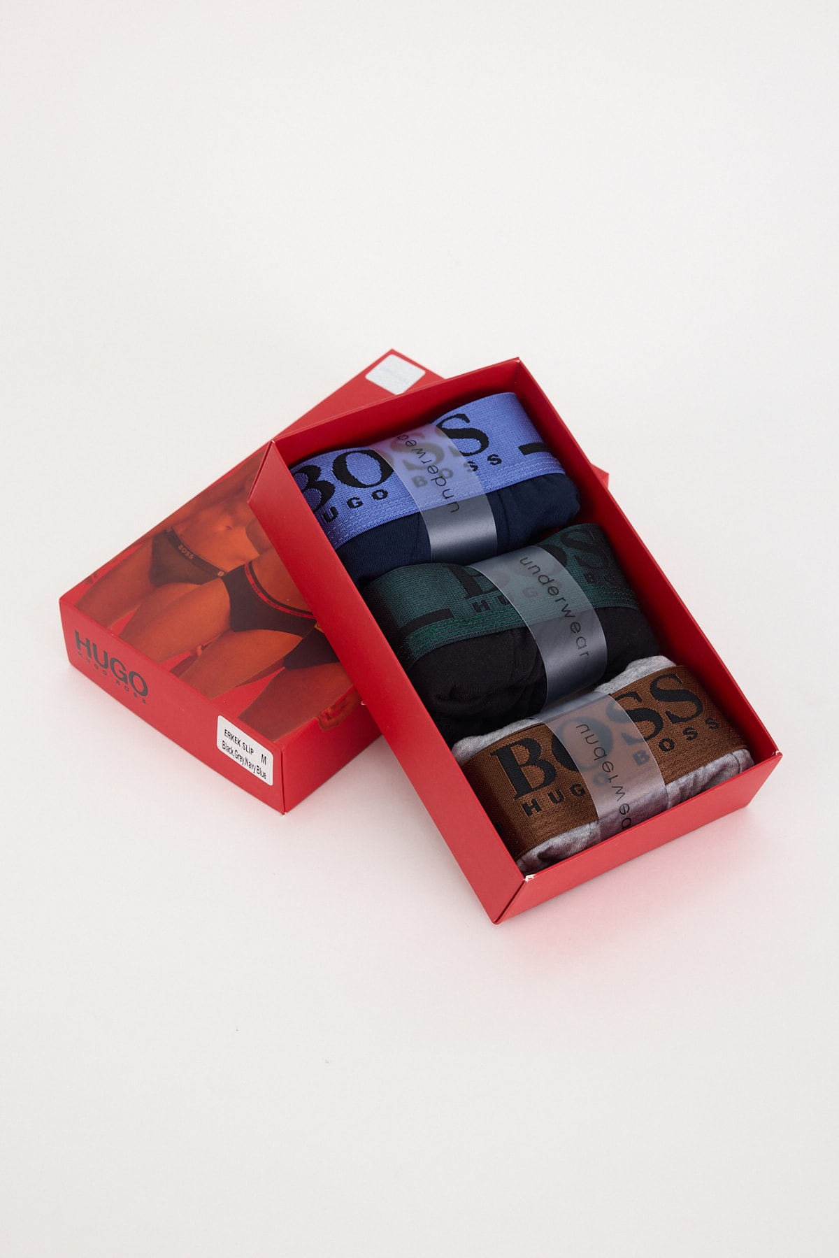 HUGO BOSS 3'lü  Pack Boxer Cotton Stretch Trunk   - Açık mavi/beyaz