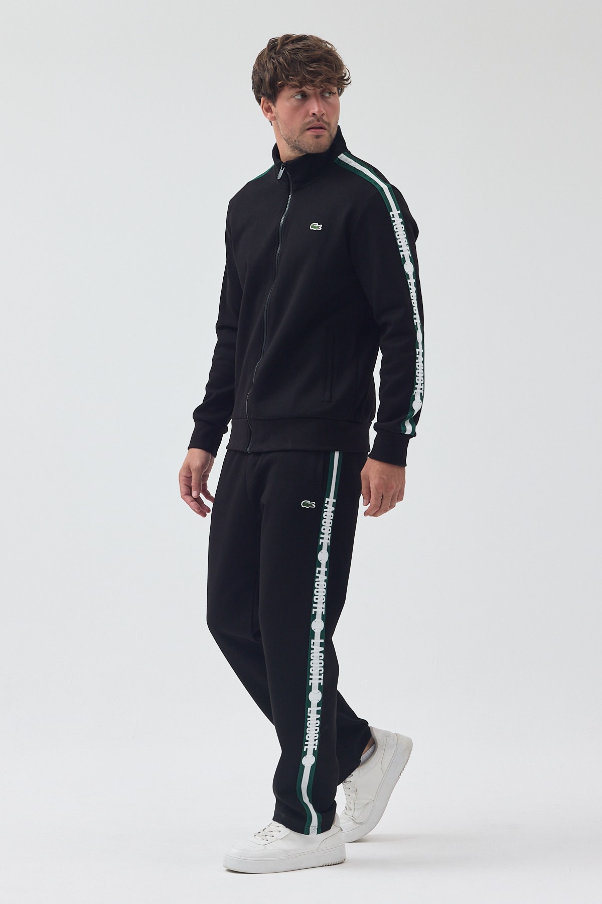 Lacoste Şeritli Eşofman Takım 26 - Açık mavi/beyaz