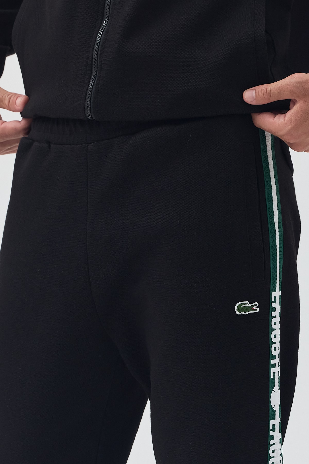 Lacoste Şeritli Eşofman Takım 26 - Açık mavi/beyaz