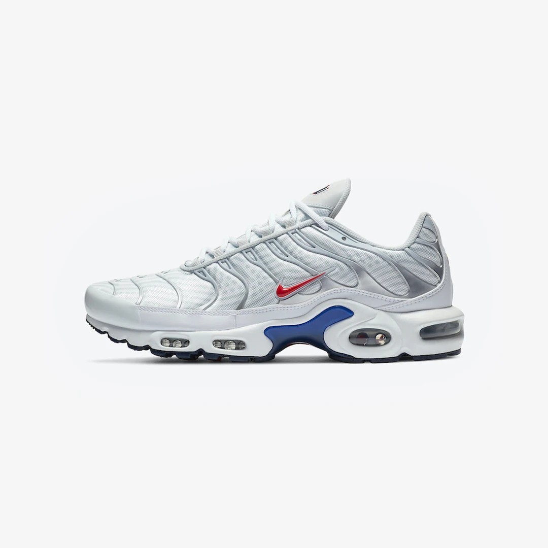 White/Metallic Silver/Blue