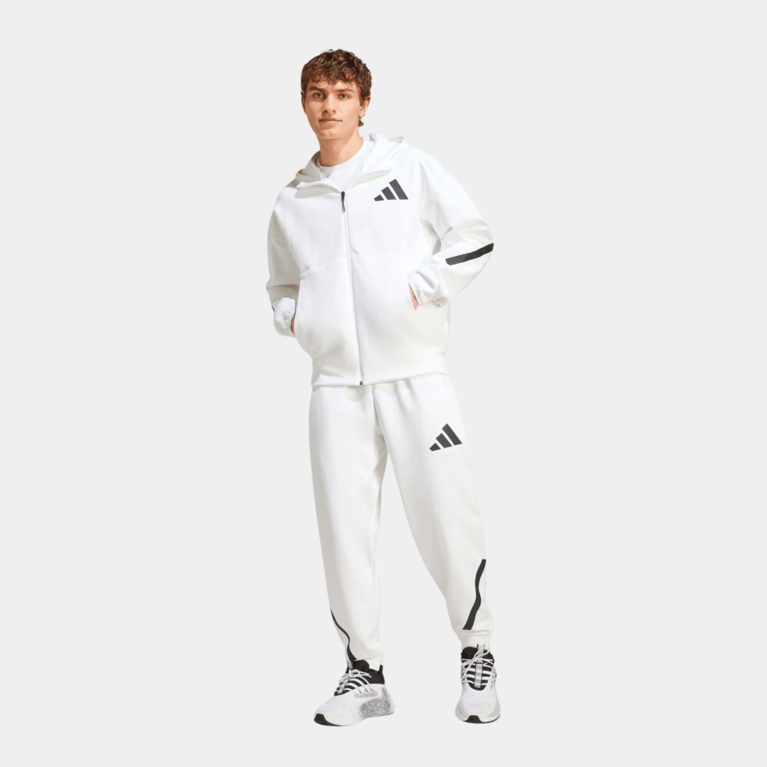 ZNE Full Zip Hoodie & Joggers Set - Cloud White/Core Black