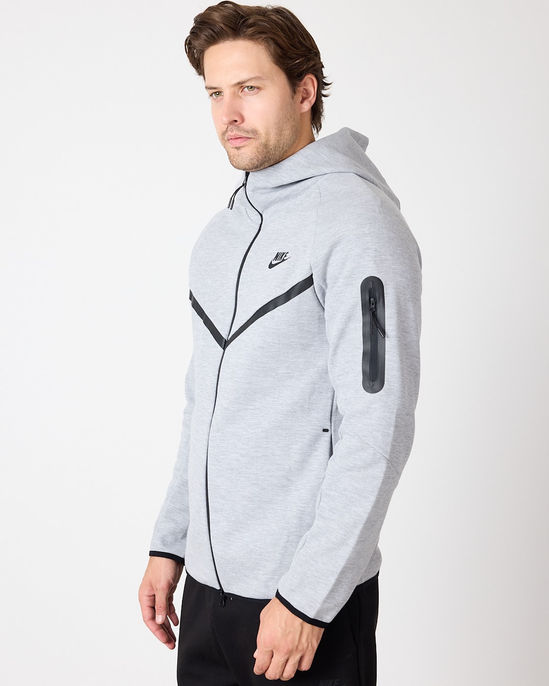 SS'25 Tech Full-Zip Windrunner Hoodie - Dark Grey Heather/Black