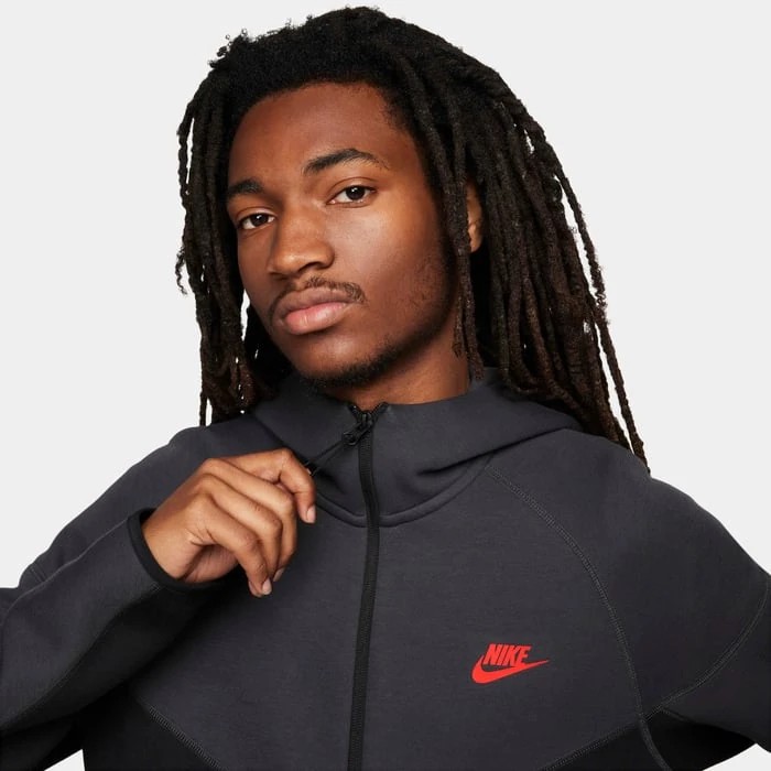 SS'24 Sportswear Tech Fleece Windrunner Eşofman Üstü - Siyah/Dark Smoke Grey/Light Crimson