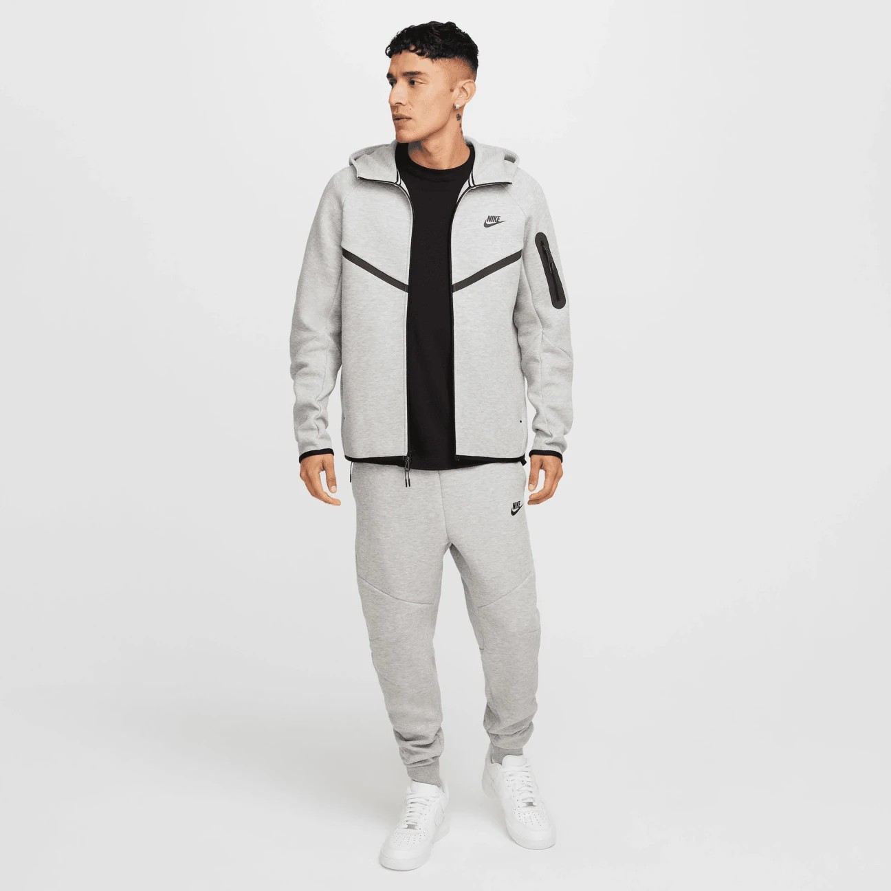 SS'25 Tech Full-Zip Windrunner Hoodie - Dark Grey Heather/Black