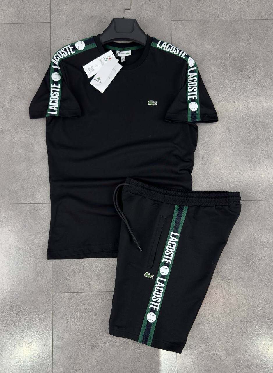 Grand Slam Collection T-Shirt & Şort Takımı - Jet Black/Green Court Tape