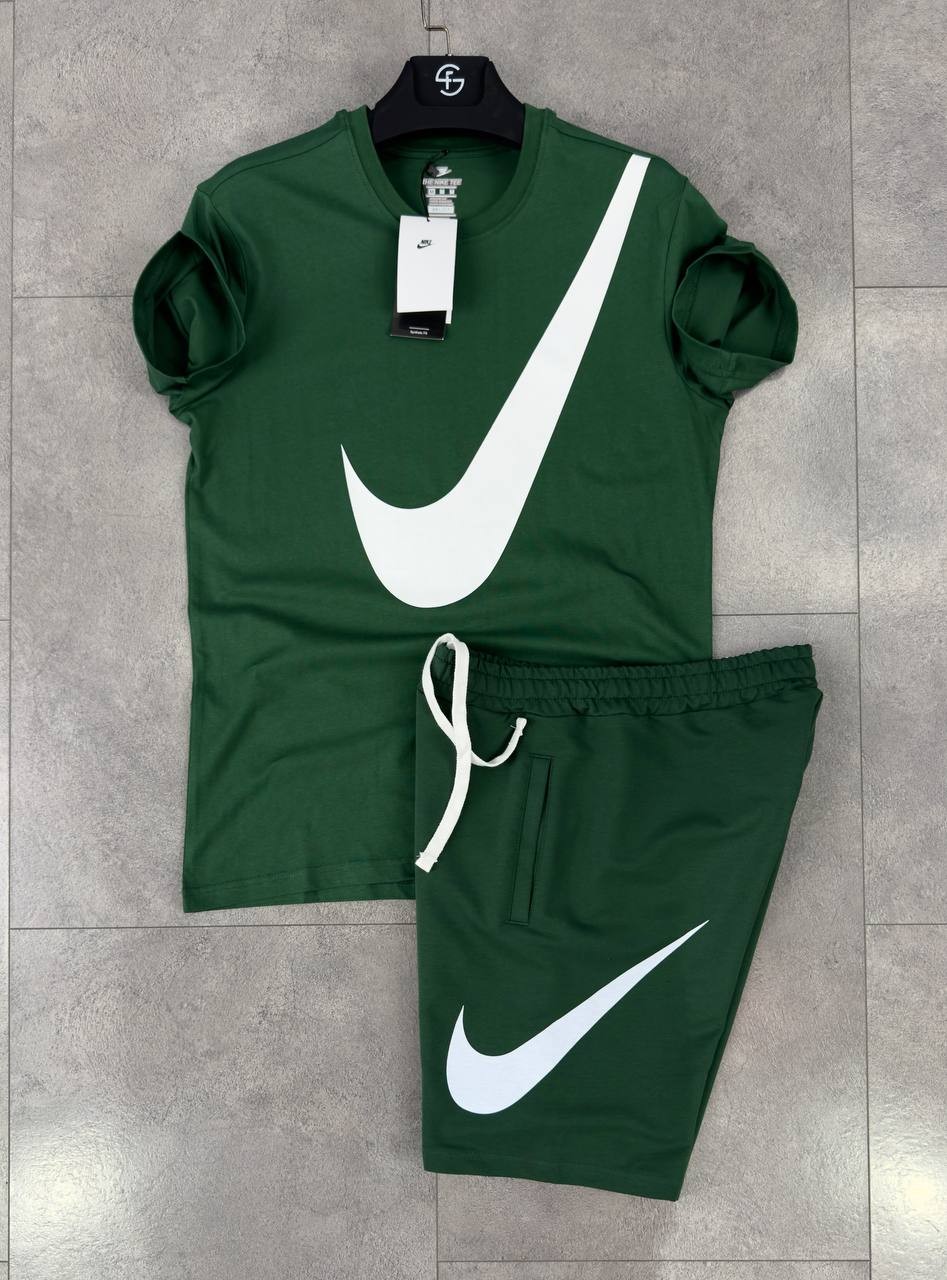 Limitless Swoosh Series T-Shirt & Şort Takımı - Forest Green/Ice White